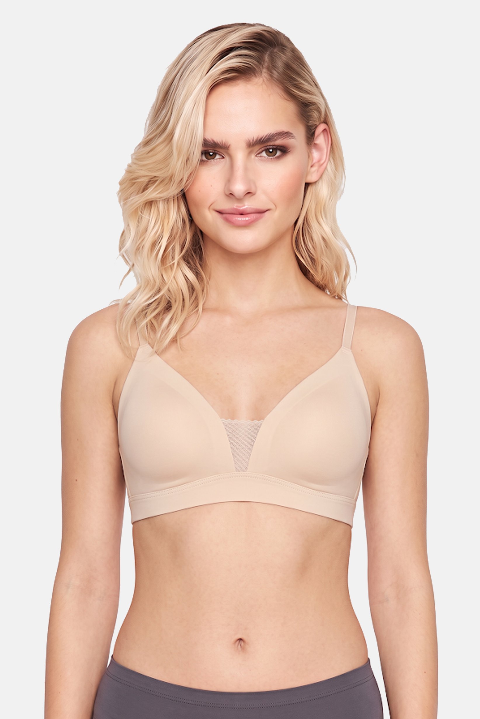 Women Plain Lightly Padded Bra, Beige