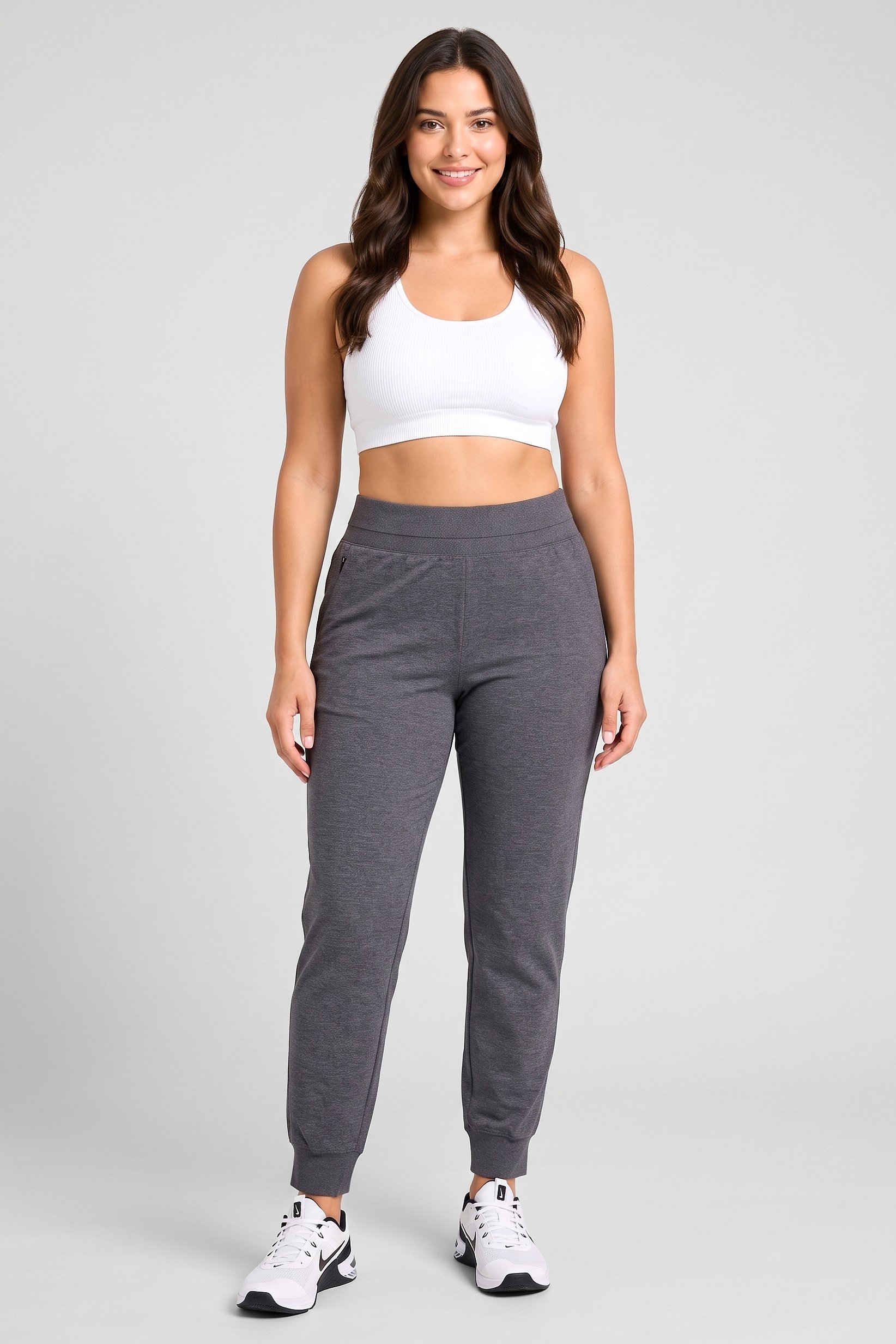 Women Plus Size Heather Training Jogger Pants, Dark Grey