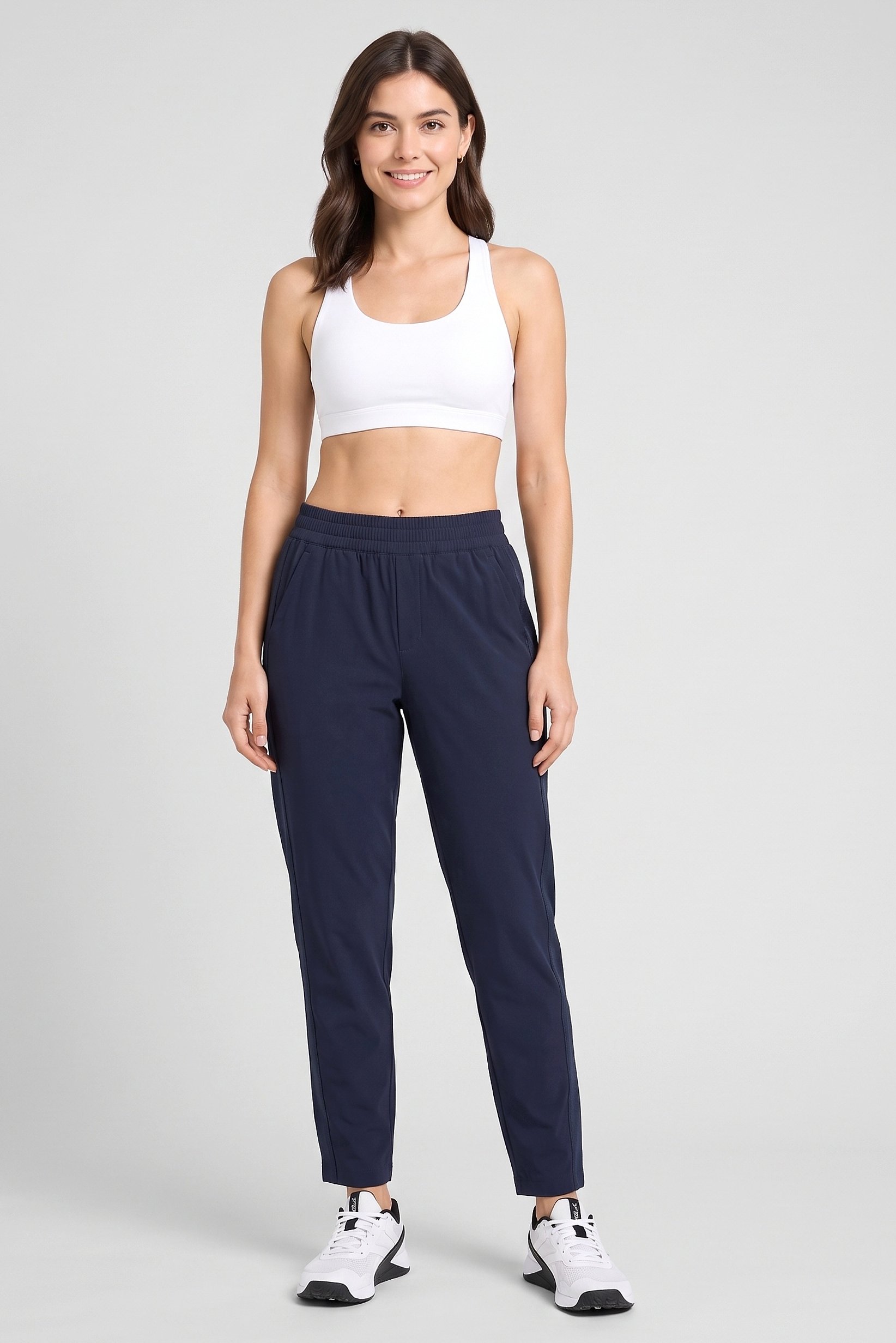 Women Regular Fit Solid Outdoor Track Pants, Navy Blue