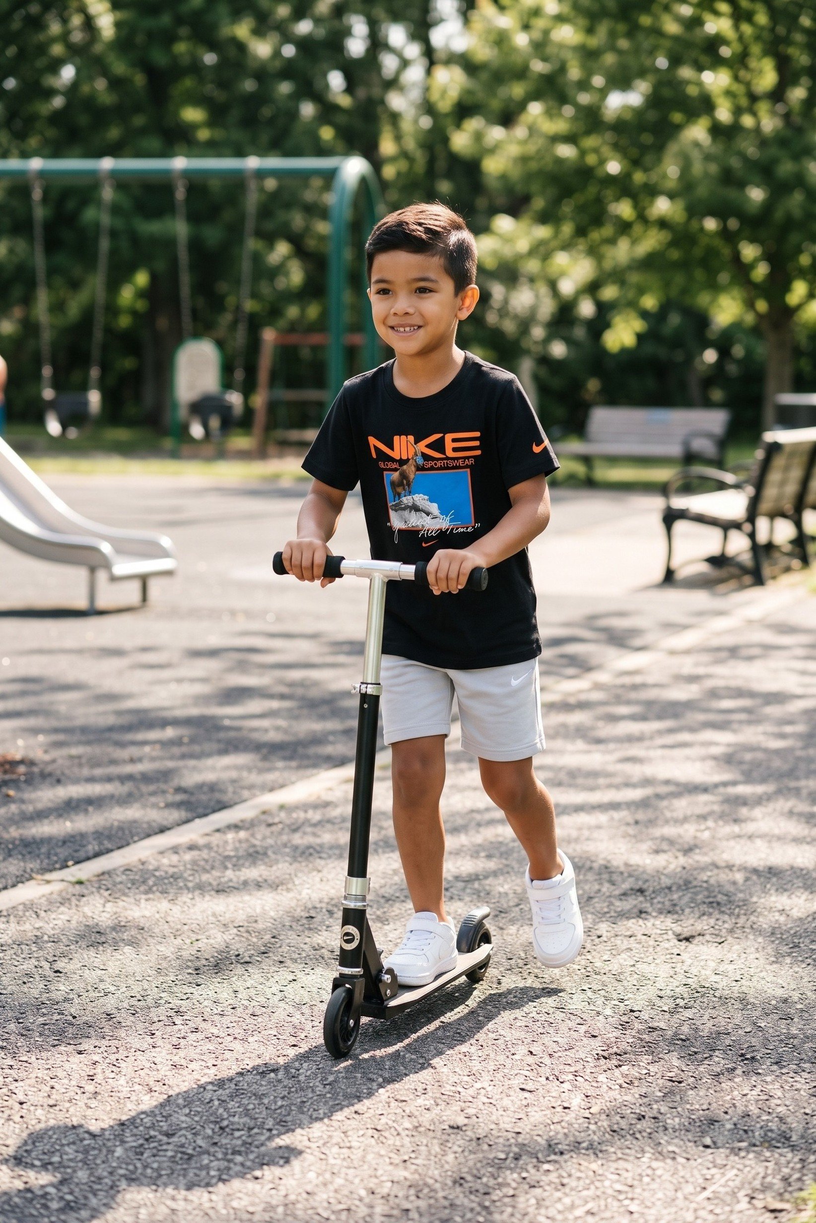 Kids Boy Sportswear Fit Short Sleeve Outdoor T-Shirt, Black