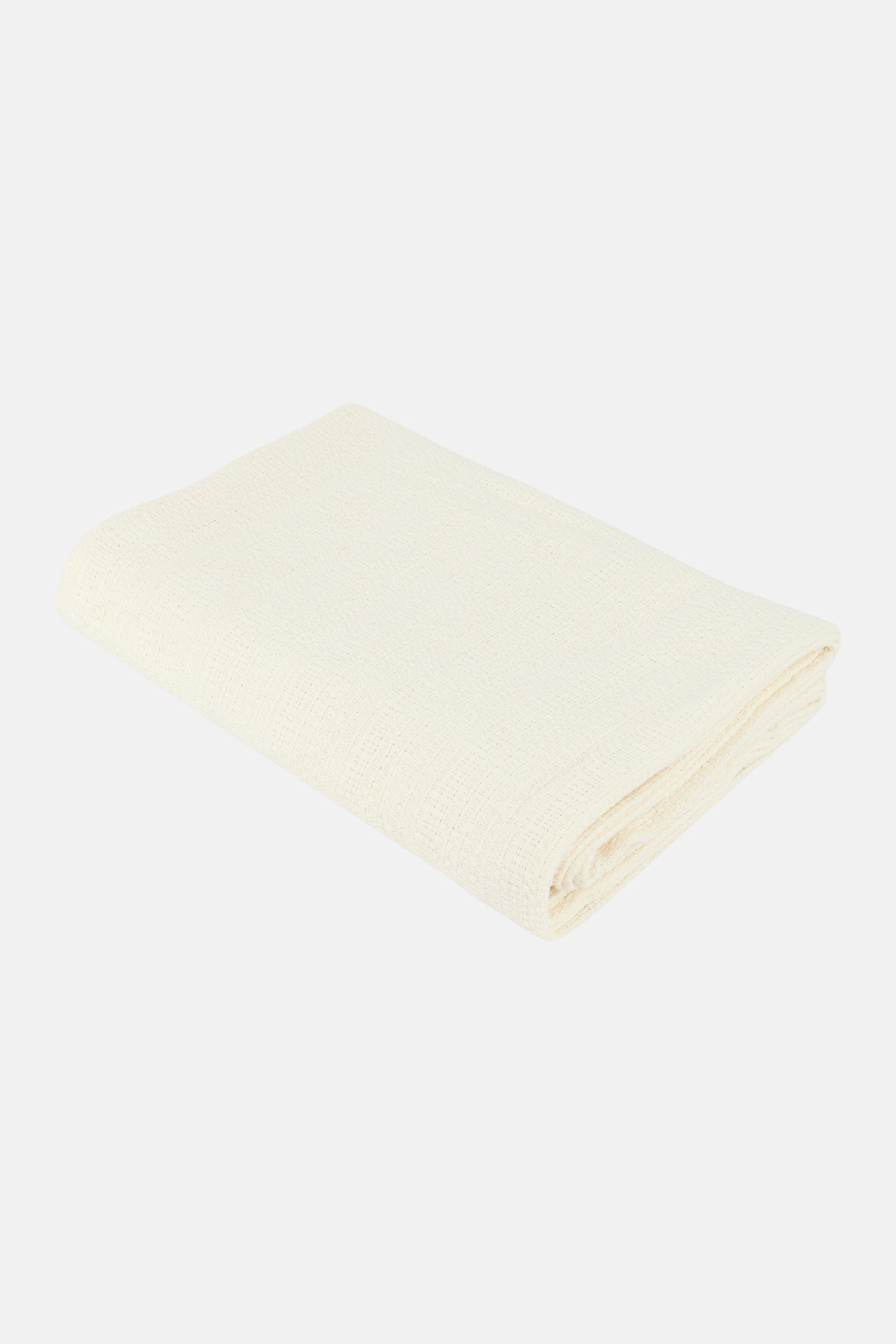 Textured Cotton Throw Blanket, Off White