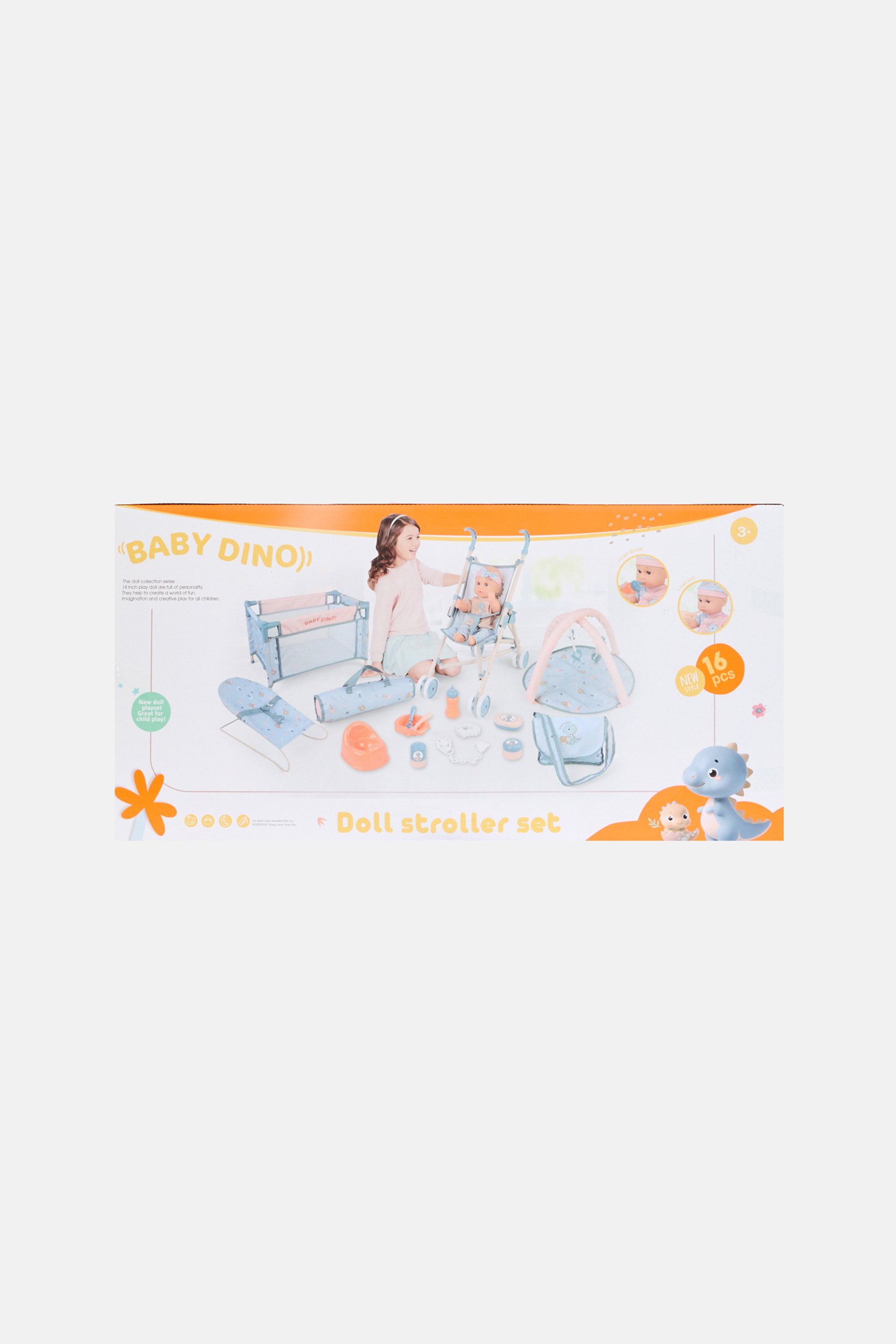 Baby Dino Doll Stroller Set