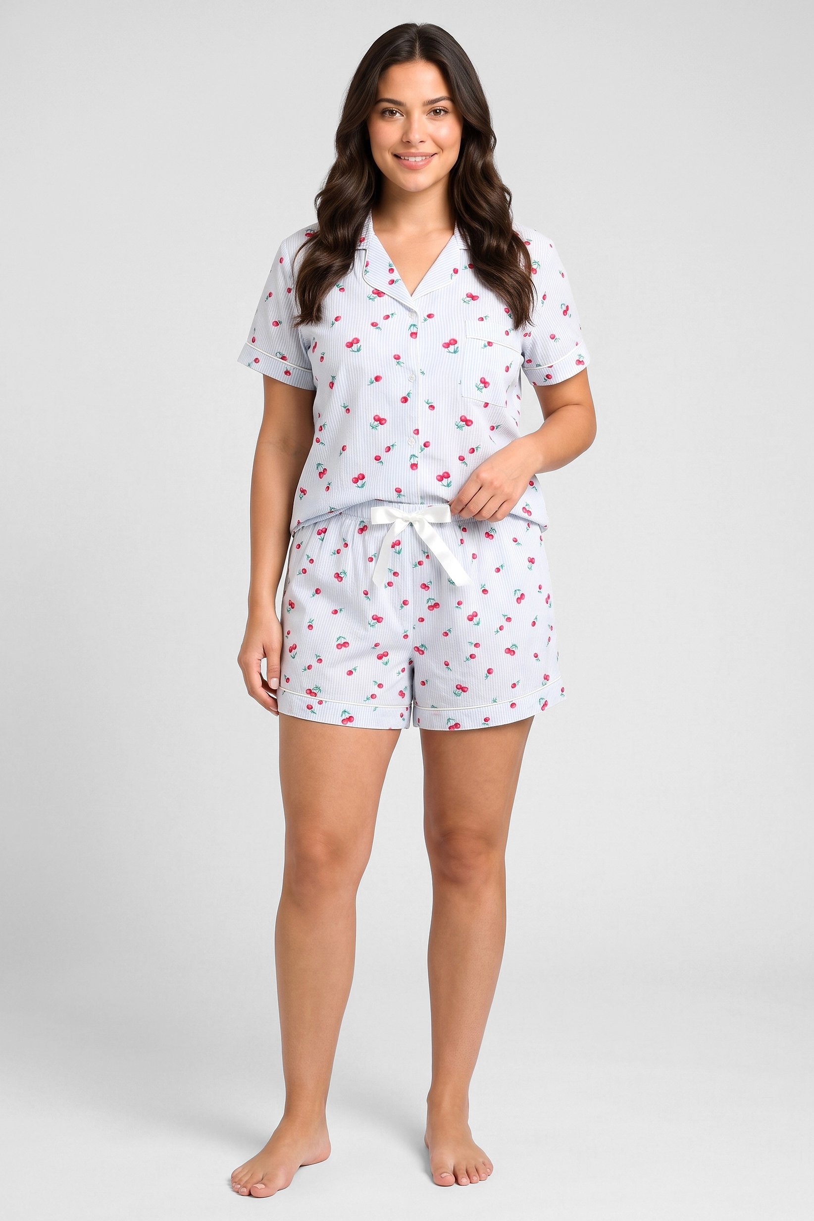 Women 2 Pieces Allover Print  Shirt And Shorts Pyjama Set, Multicolor