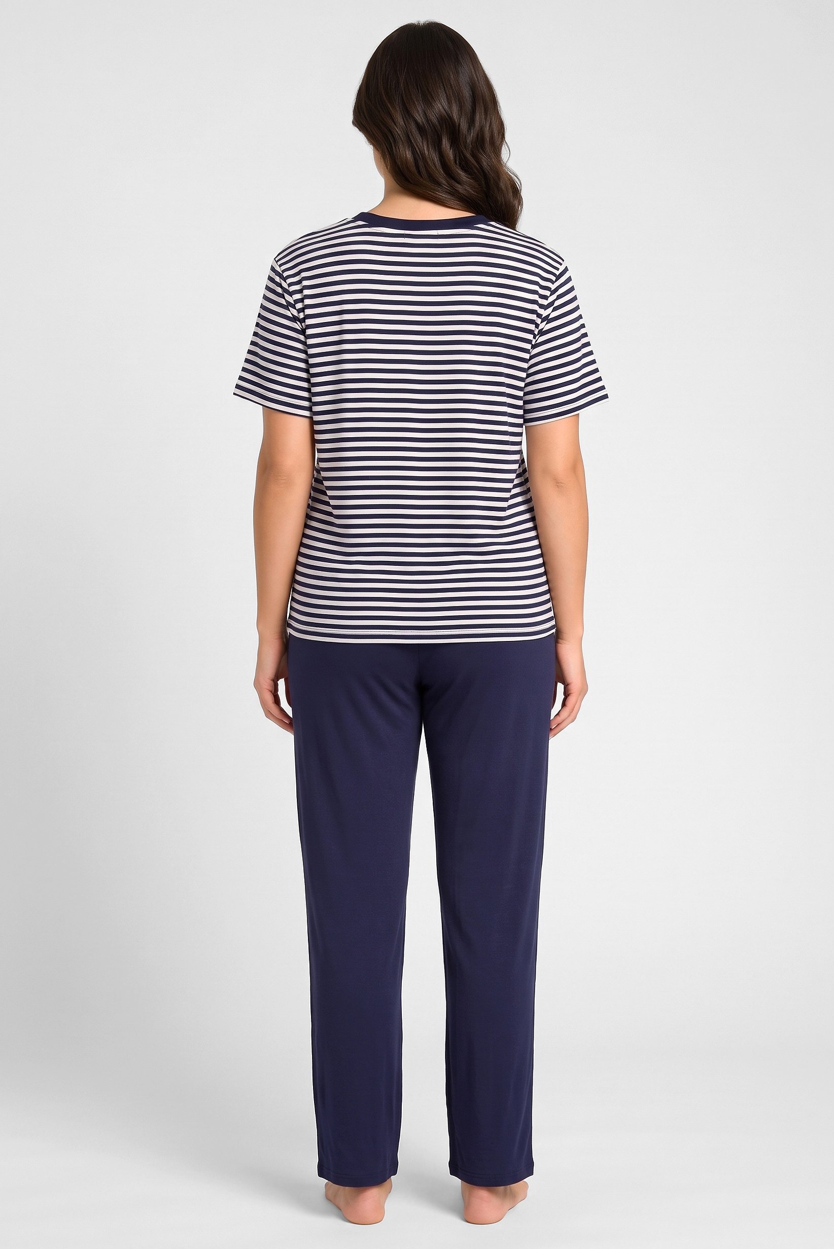 Women 2 Pieces Stripe Top And Bottom Pyjama Set, Multicolor