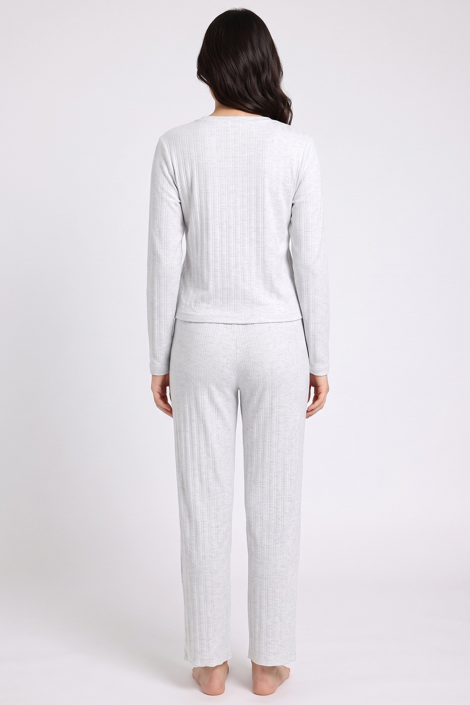 Women 2 Pieces Textured Top and Pants Pajama Set, Grey