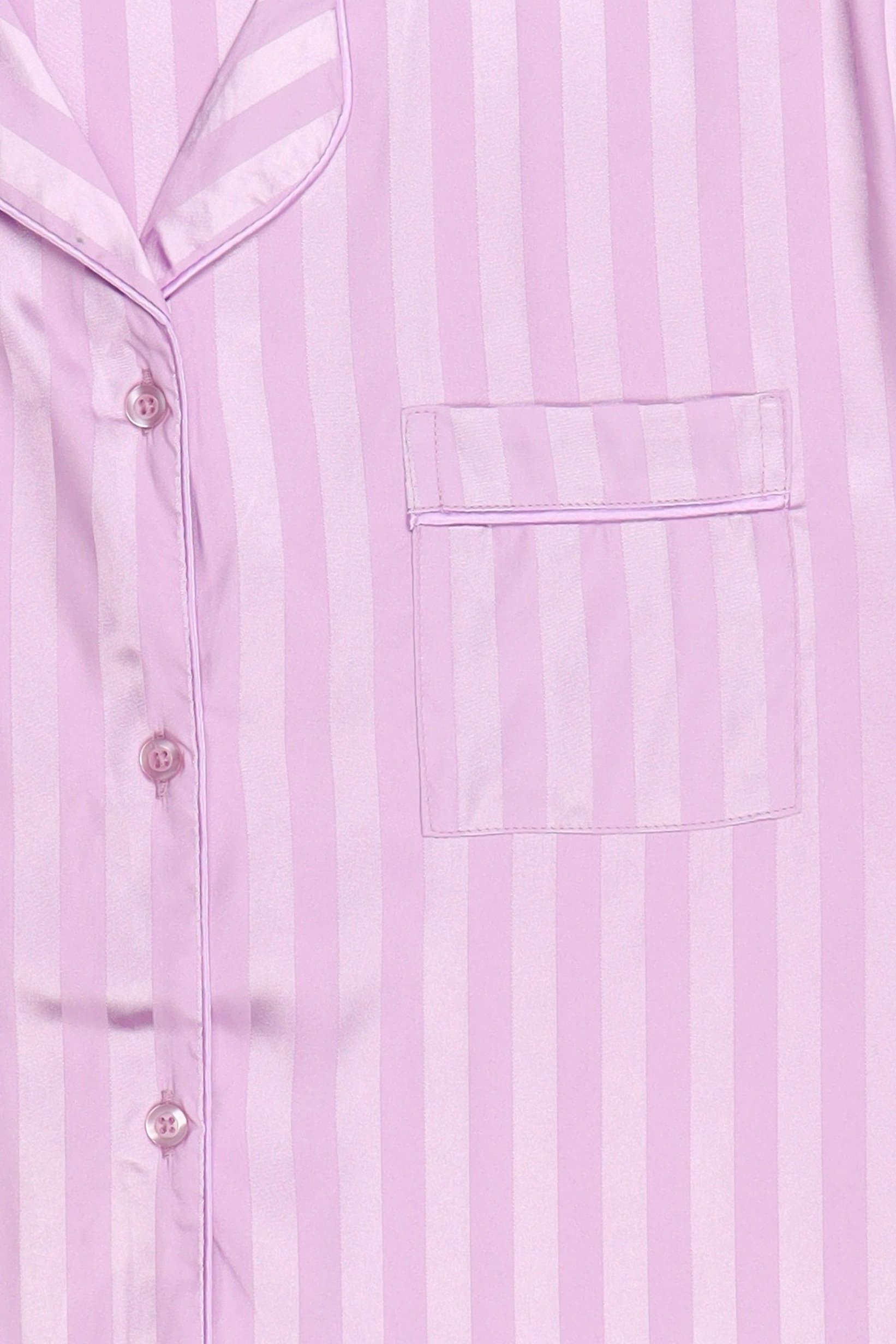 Women 2 Pcs Stripes Short Sleeve Top And Pants Pyjama Set, Light Purple