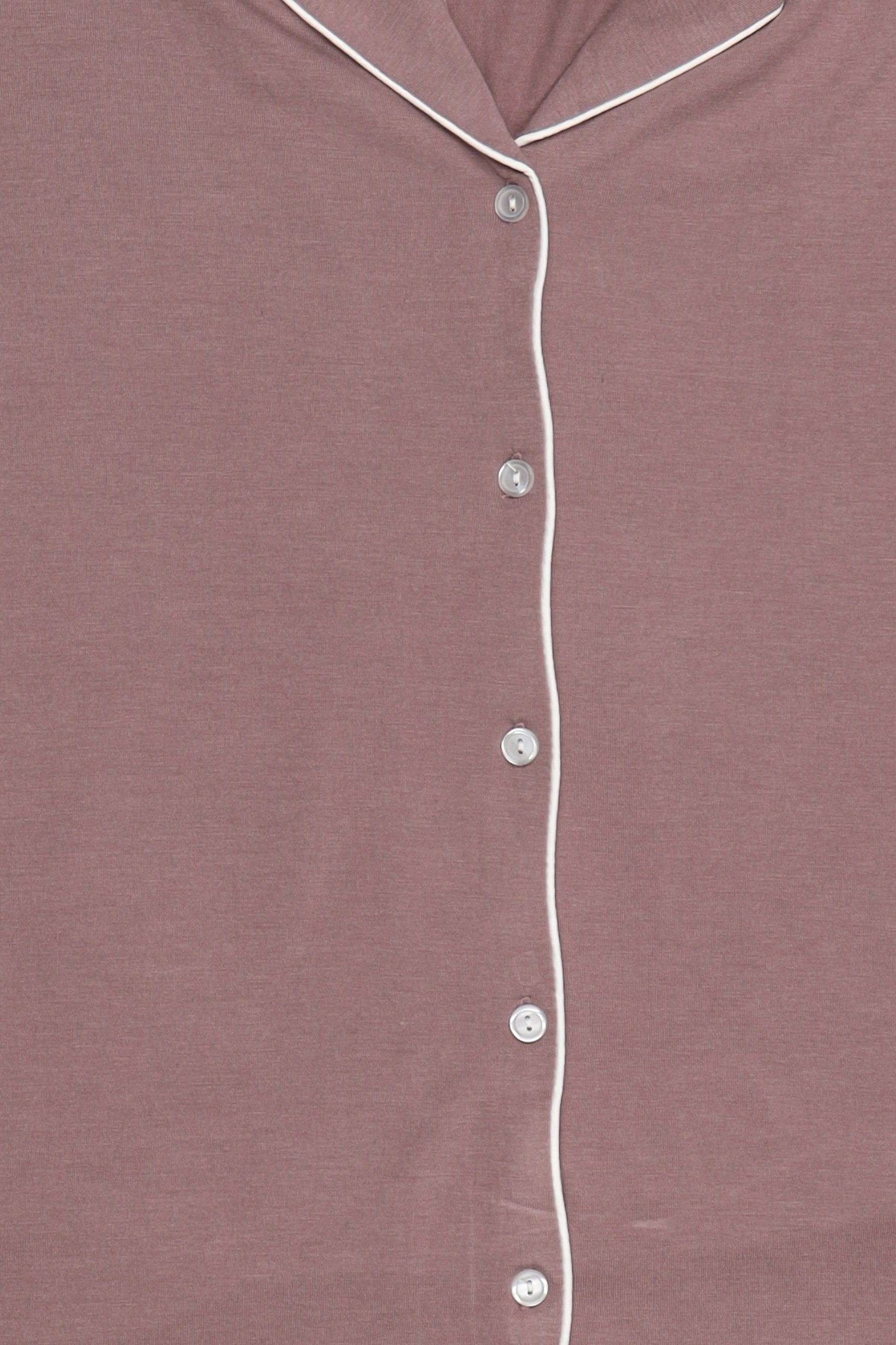 Women 2 Pcs Plain Long Sleeve Shirt And Bottom Pyjama Set, Mauve