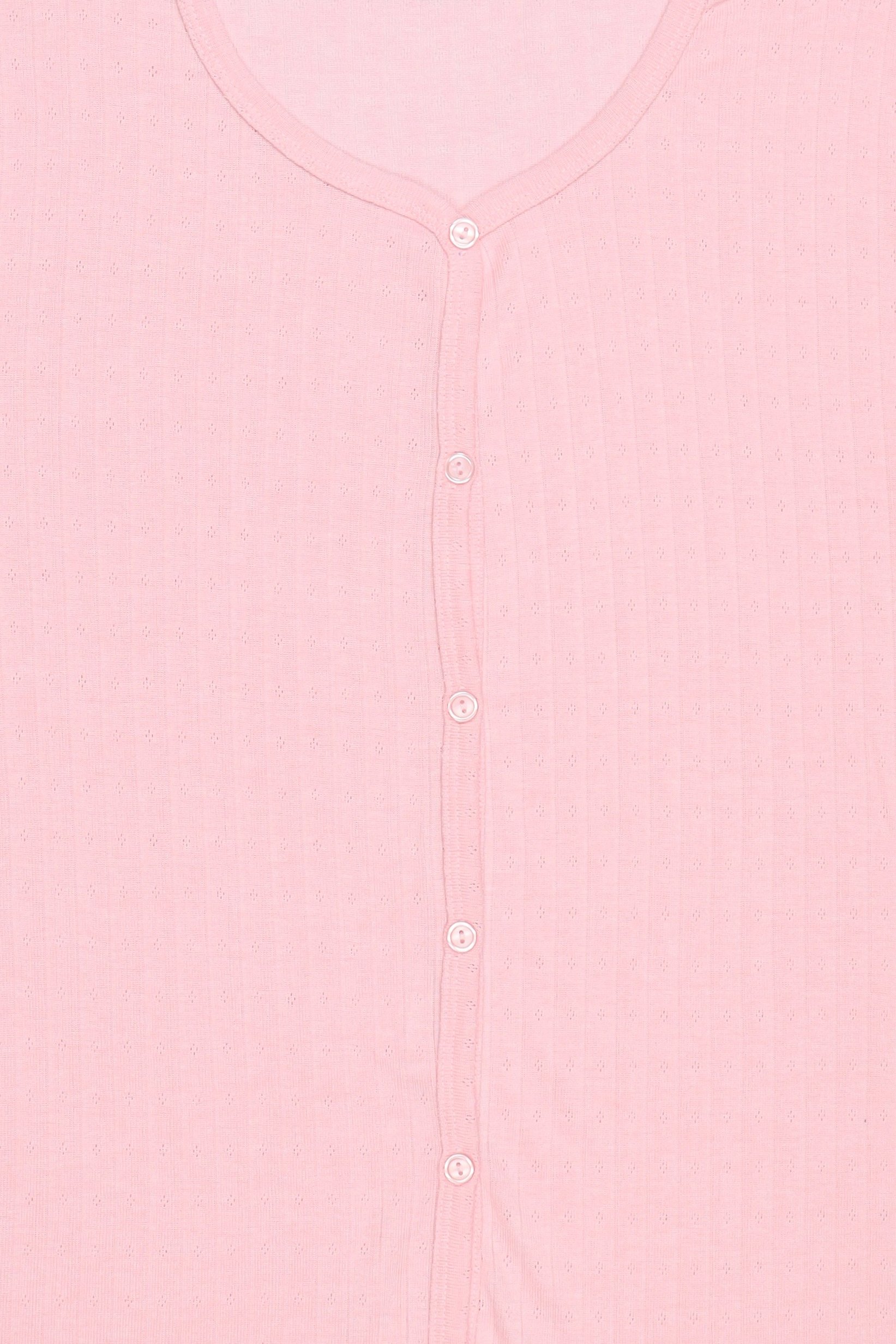 Women 2 Pieces Textured Long Sleeve Shirt With Pants Pyjama Set, Pink