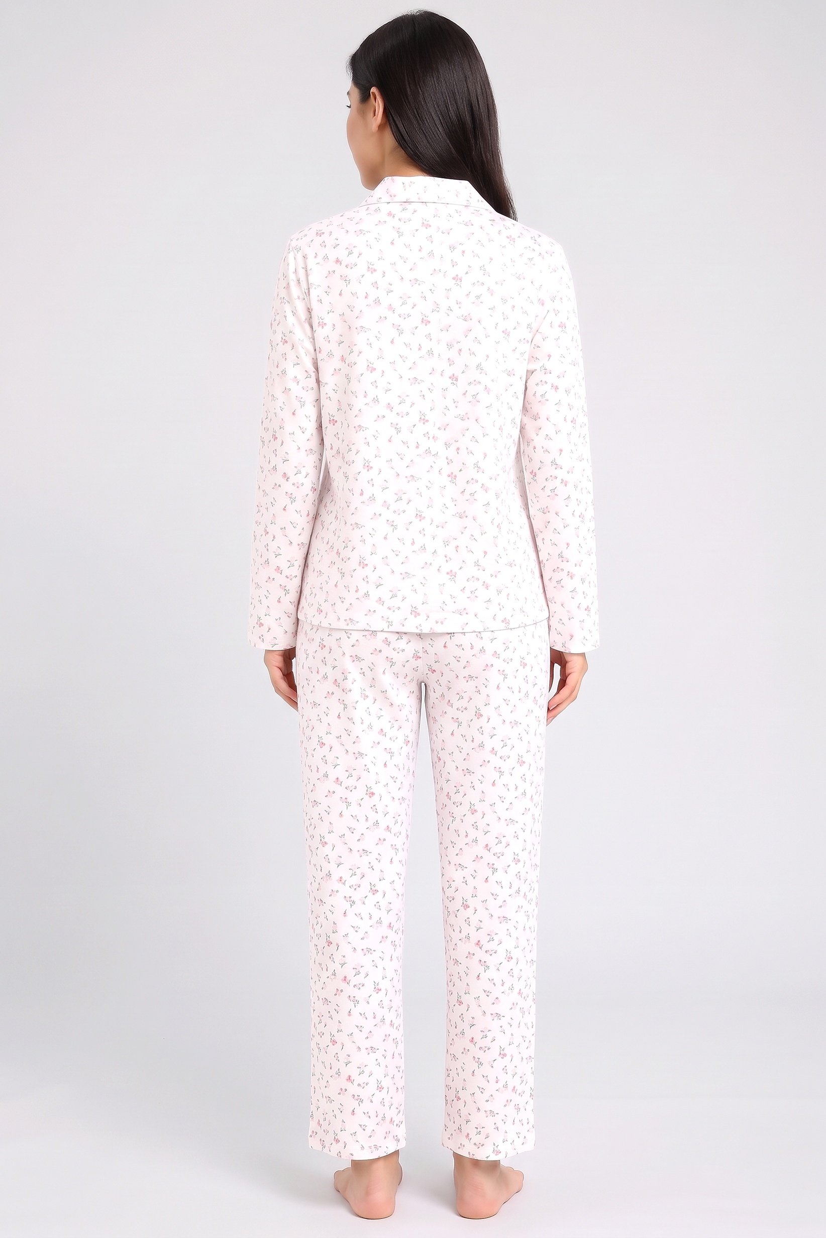 Women 2 Pcs Floral Print Long Sleeve Pyjama Top And Pants Set, Multicolor