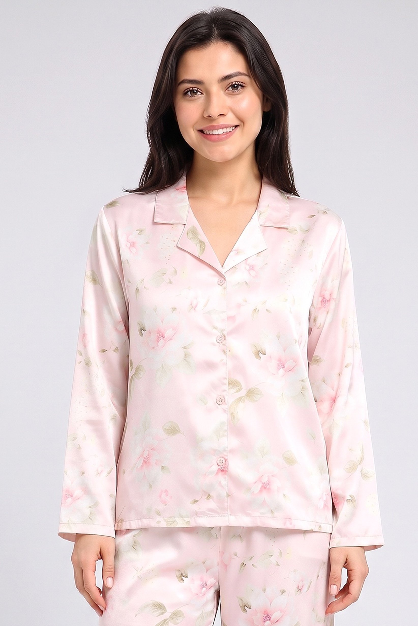 Women 2 Pieces Floral Print Long Sleeve Top And Pants Pyjama Set, Multicolor