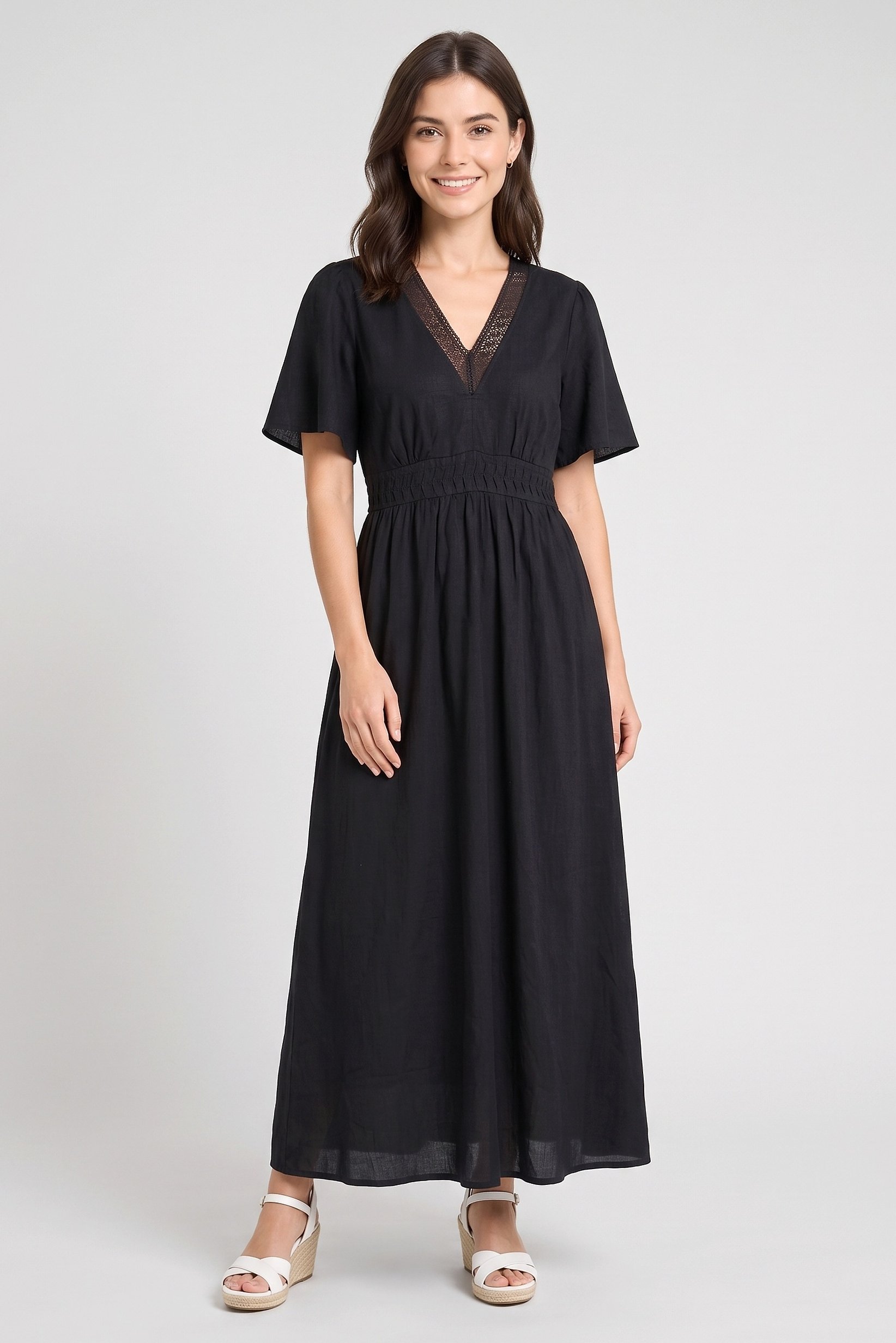 Women Plain Maxi Dress, Black