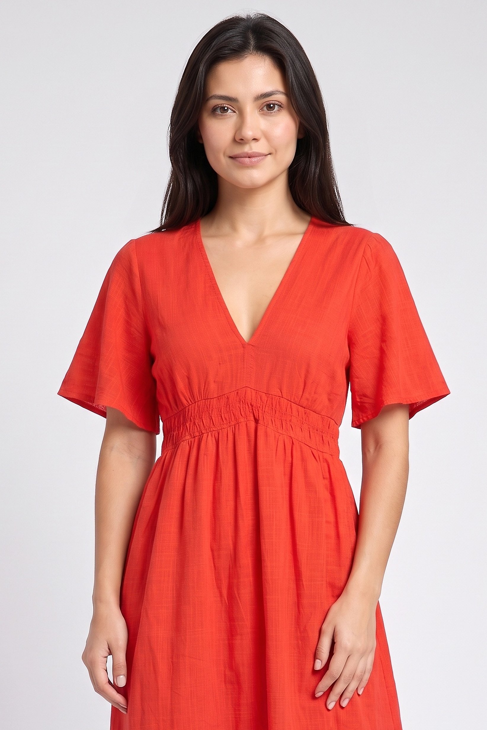 Women Solid Maxi Dress, Red