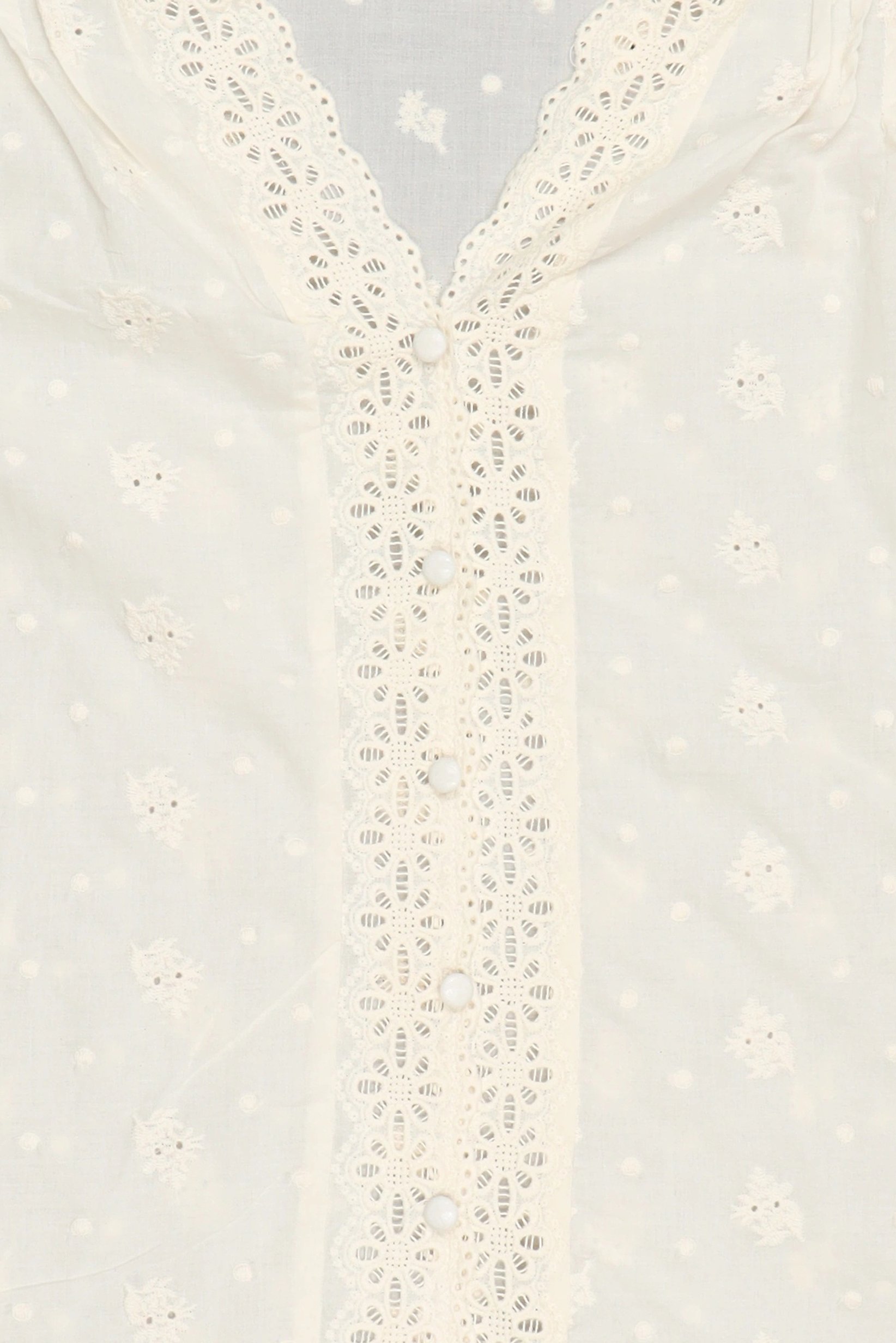 Women V-Neck Long Sleeve Textured Blouse, Cream