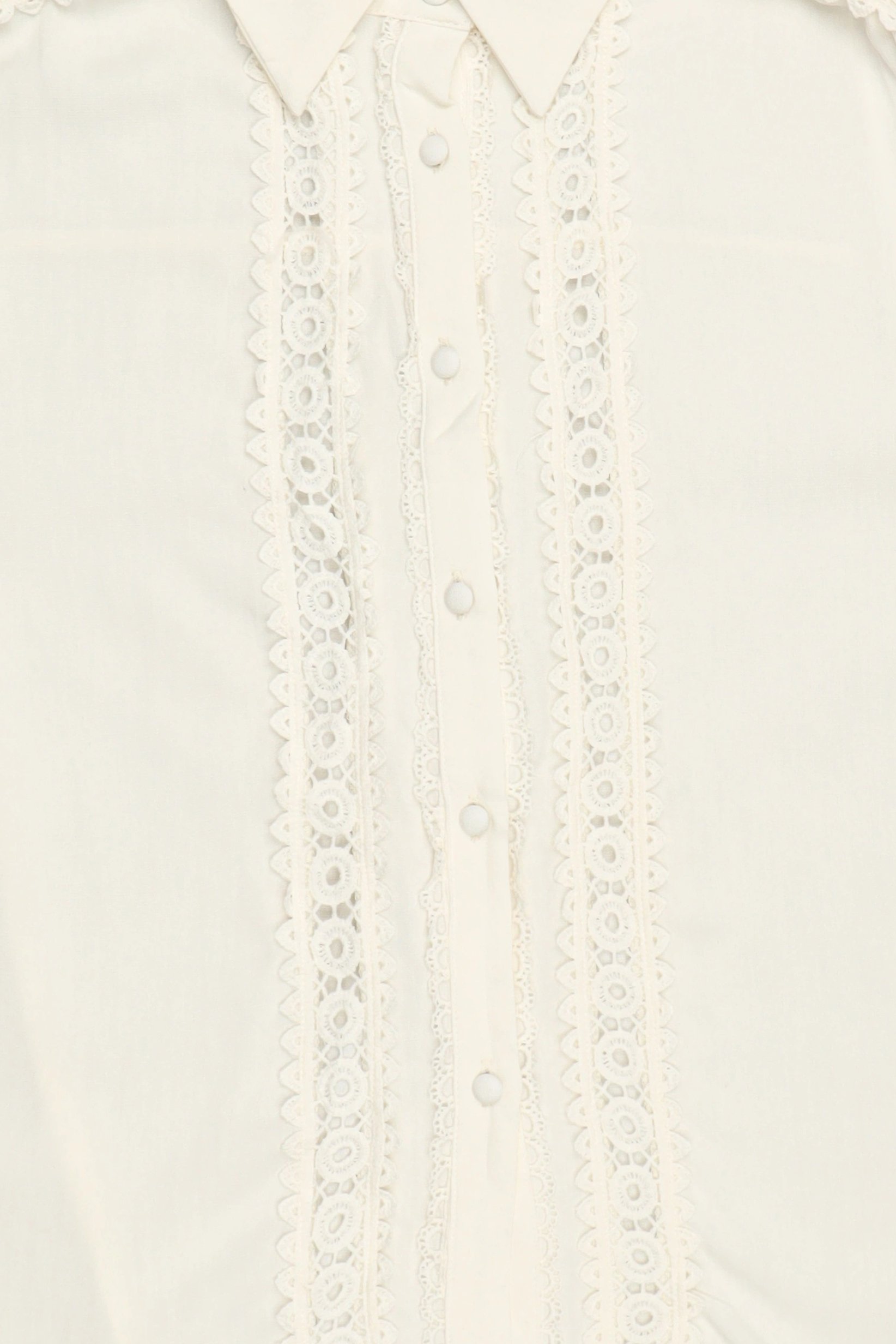 Women Pointed Collar Long Sleeve Shirt, Cream