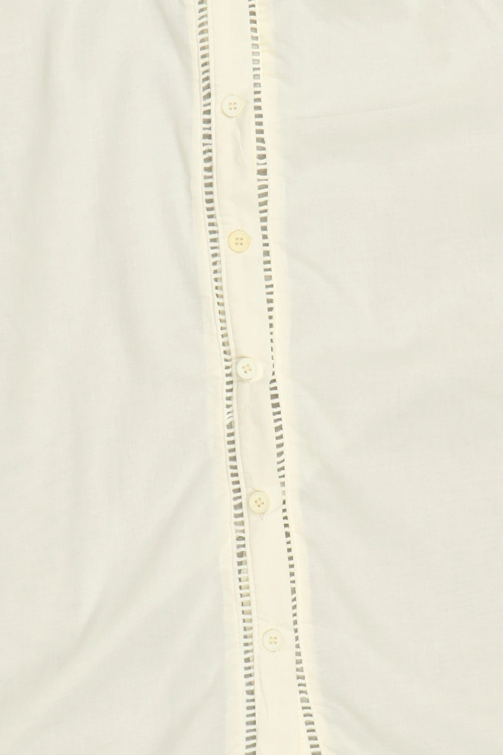 Women Ruffle Neck Long Sleeve Embroidered Shirt, Cream