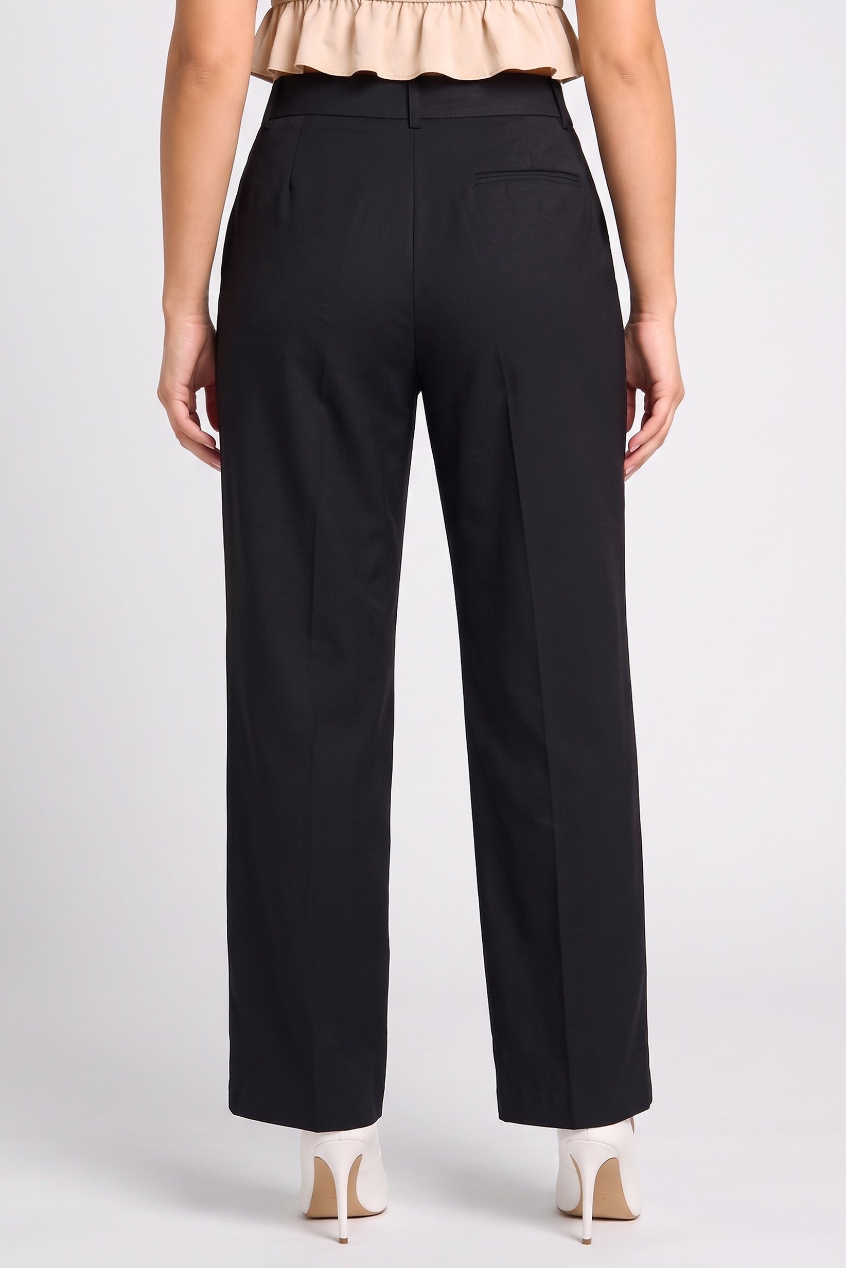 Women Regular Fit Plain Wide Leg Pants, Black