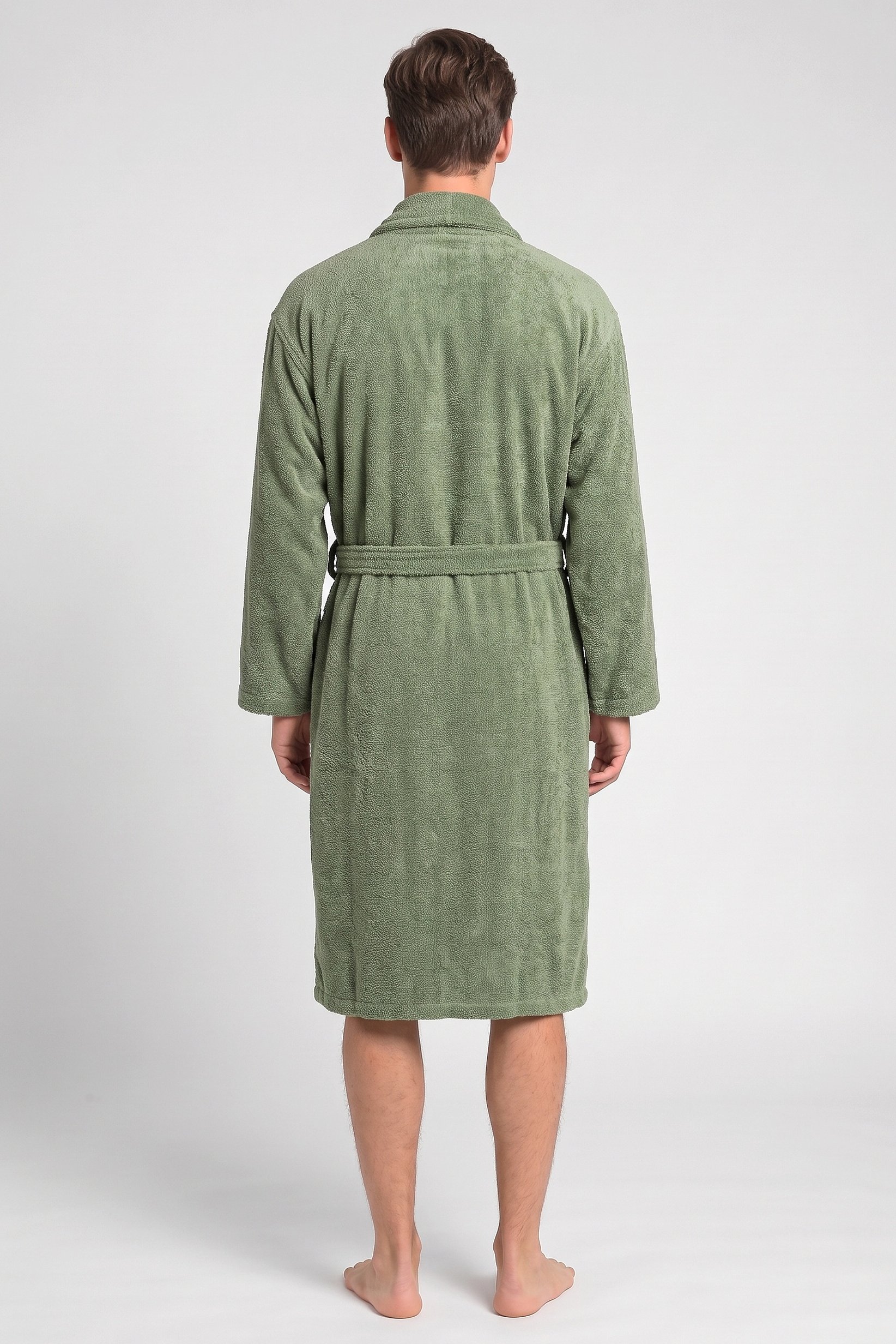 Men Terry Belted Robe, Olive
