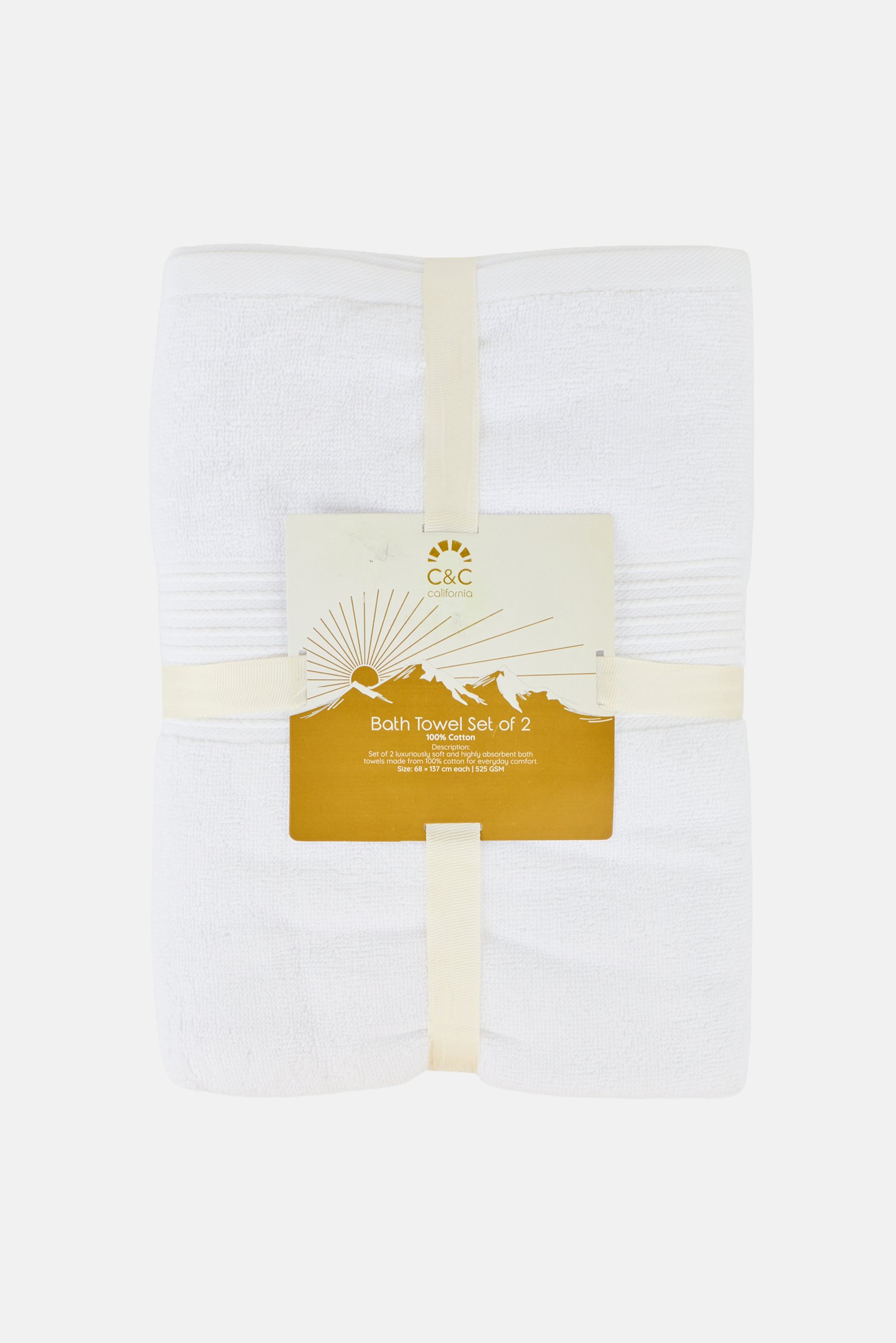 2 Pieces Textured Bath Towel, White