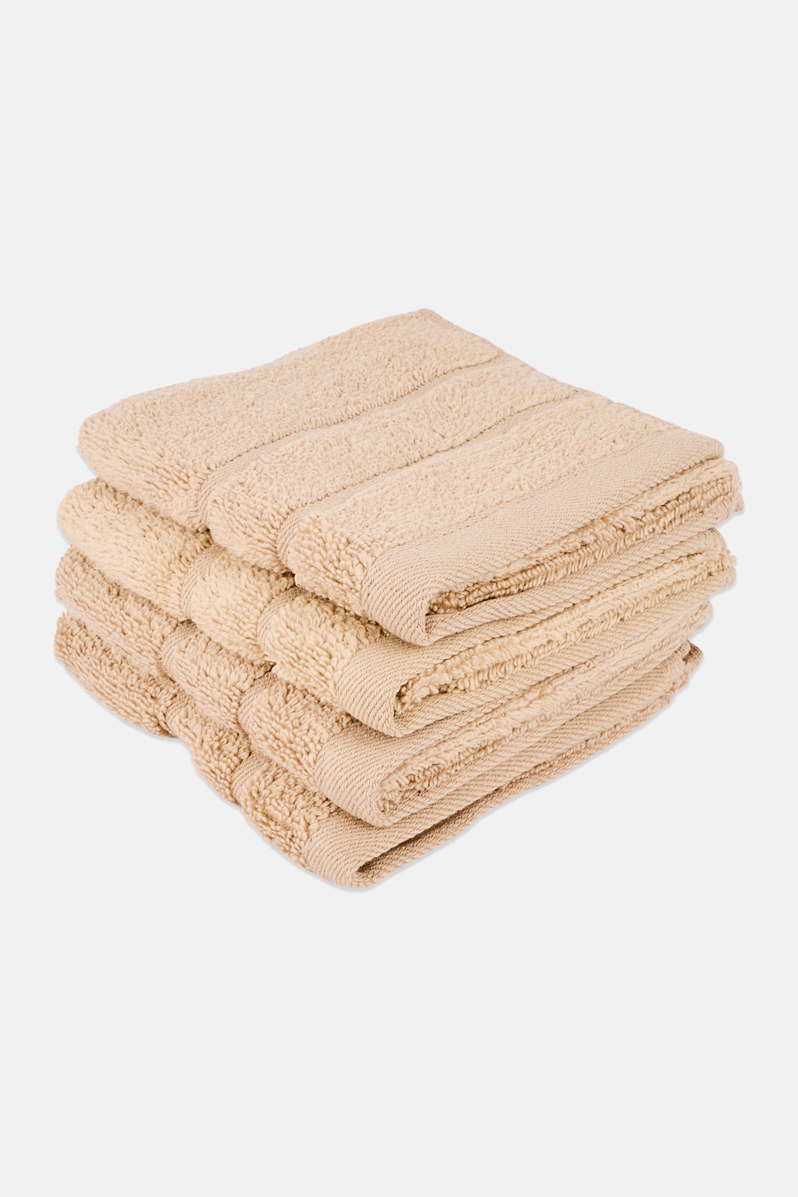 4 Pcs Textured Hand Towel, Beige