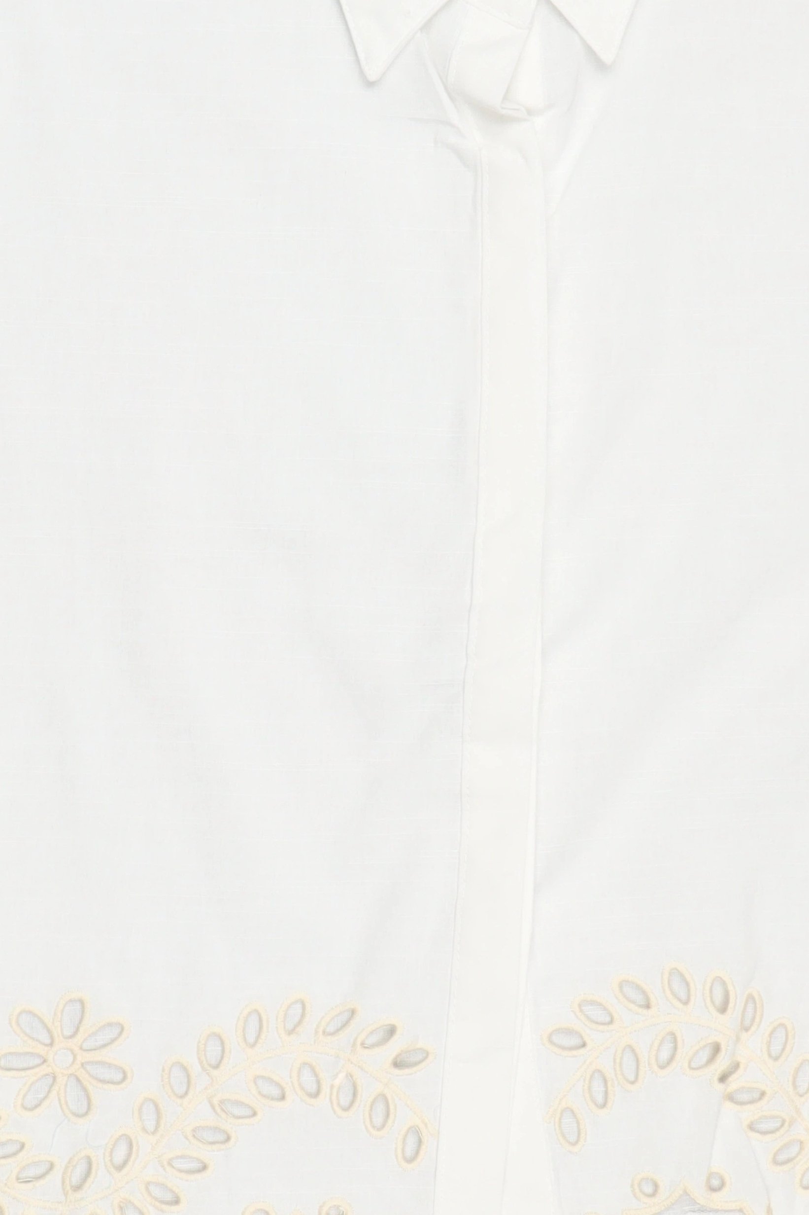 Women 2 Pcs Eyelet Short Sleeve Shirt And Shorts Set, Off-White
