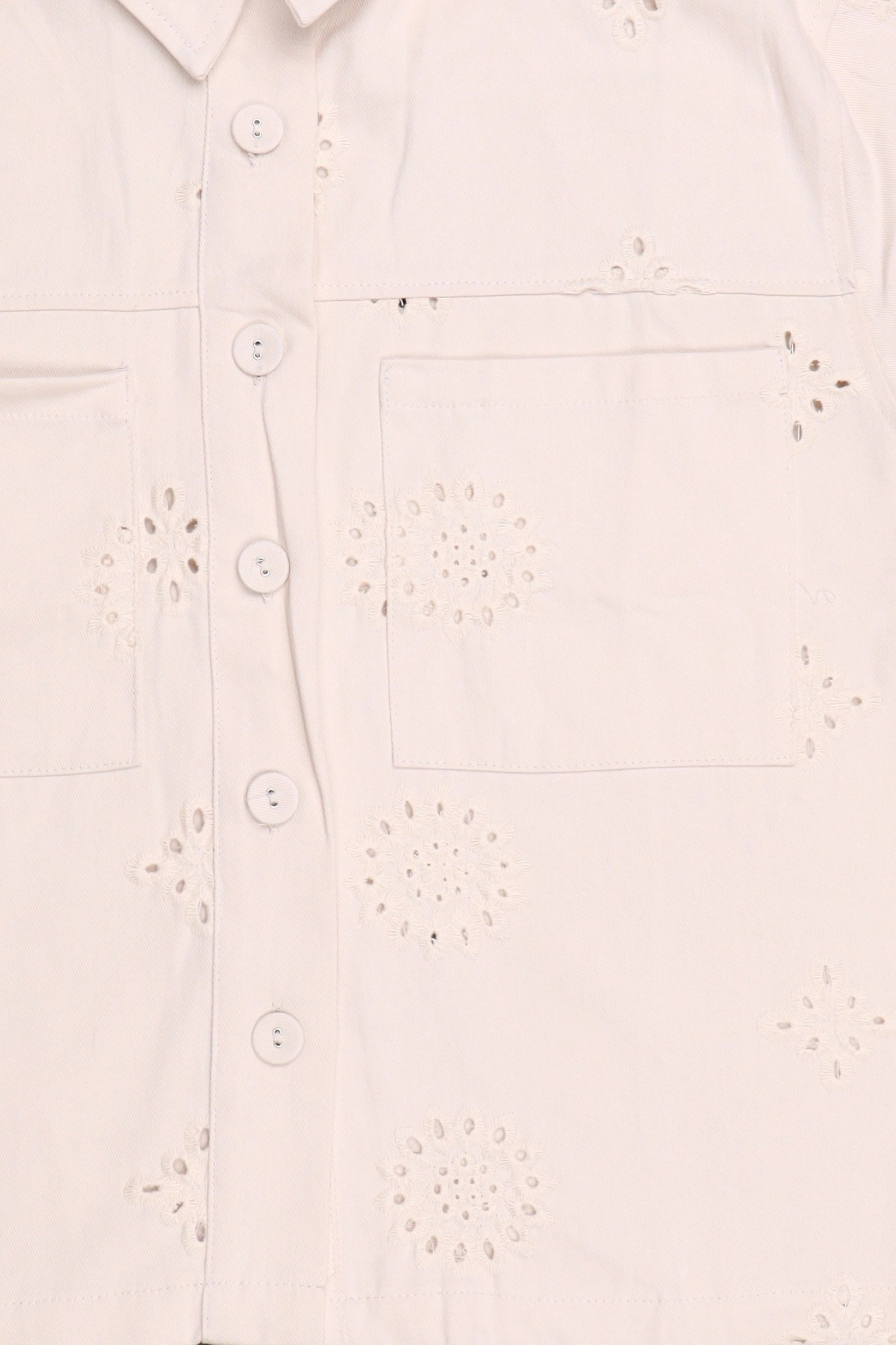 Women Embroidered Denim Jacket, Beige