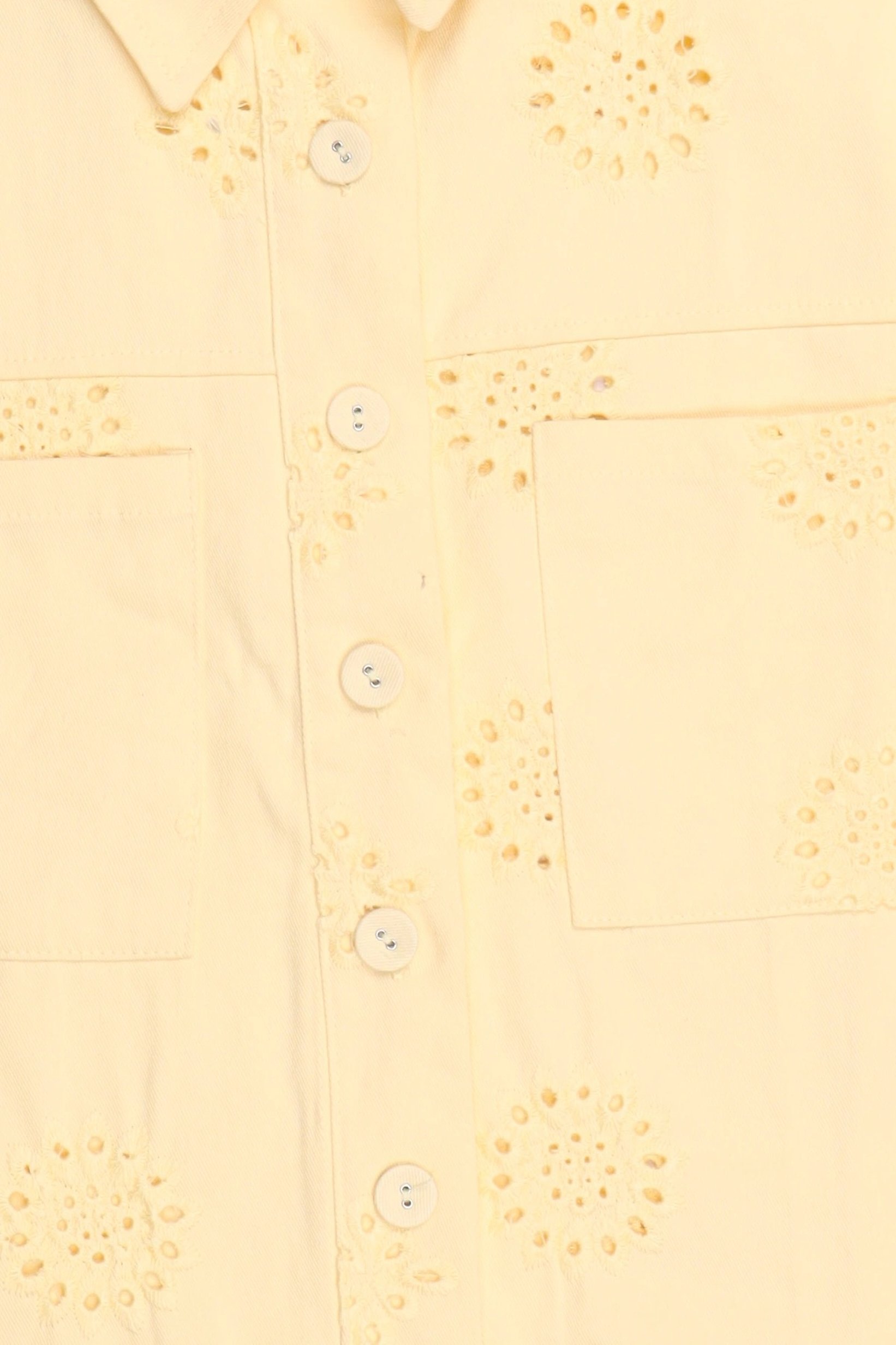 Women Spread Collar Long Sleeve Embroidered Shirt, Yellow