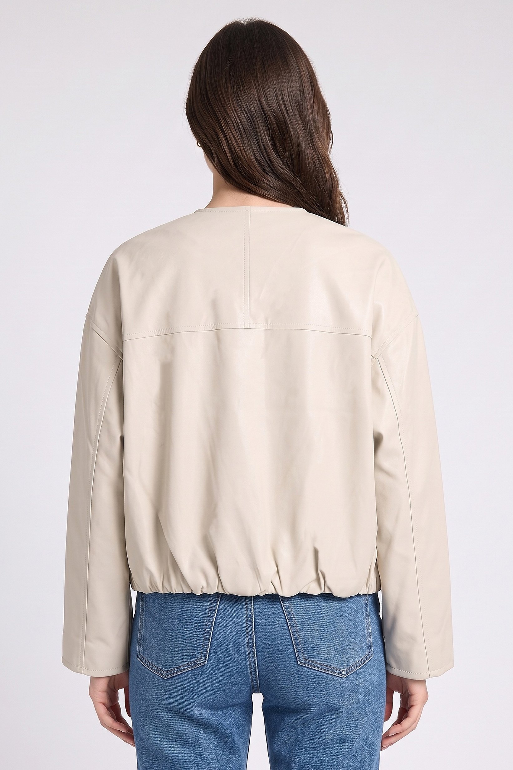 Women Plain Windbreaker Jacket, Beige