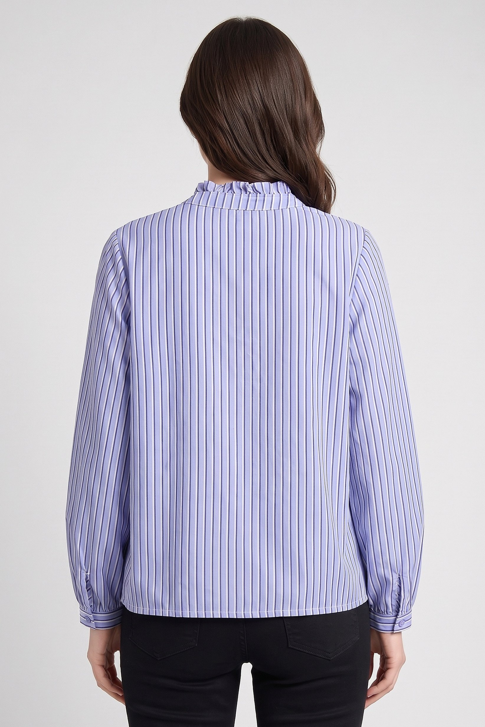 Women V-Neck Long Sleeve Stripe Blouse, Multicolor