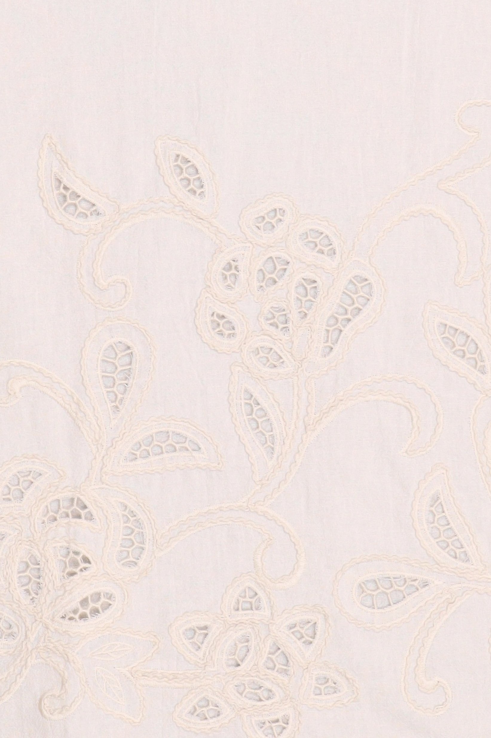 Women Round Neck Embroidered Short Sleeve Top, Cream