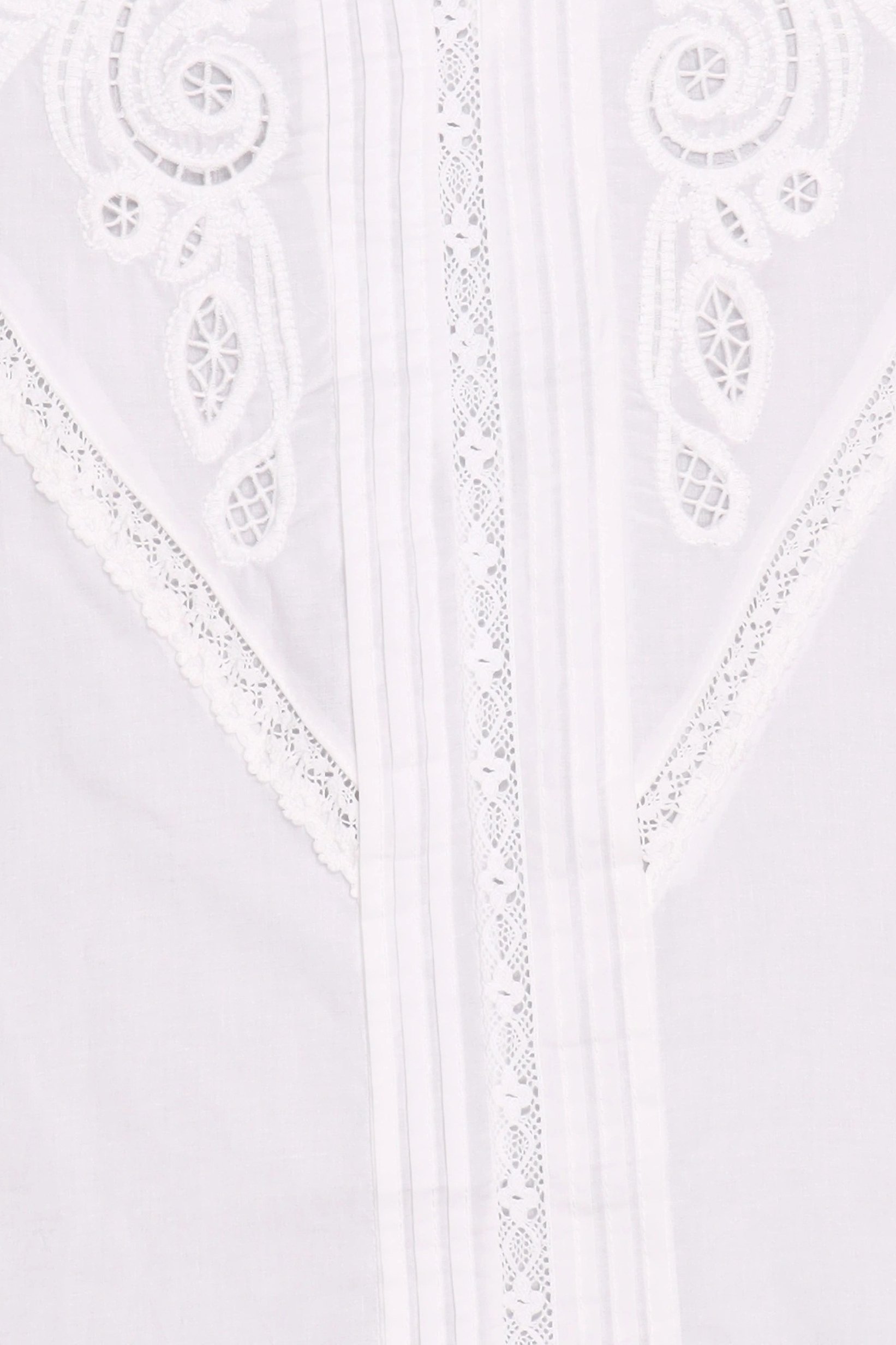 Women Round Neck Short Sleeve Embroidered Top, White