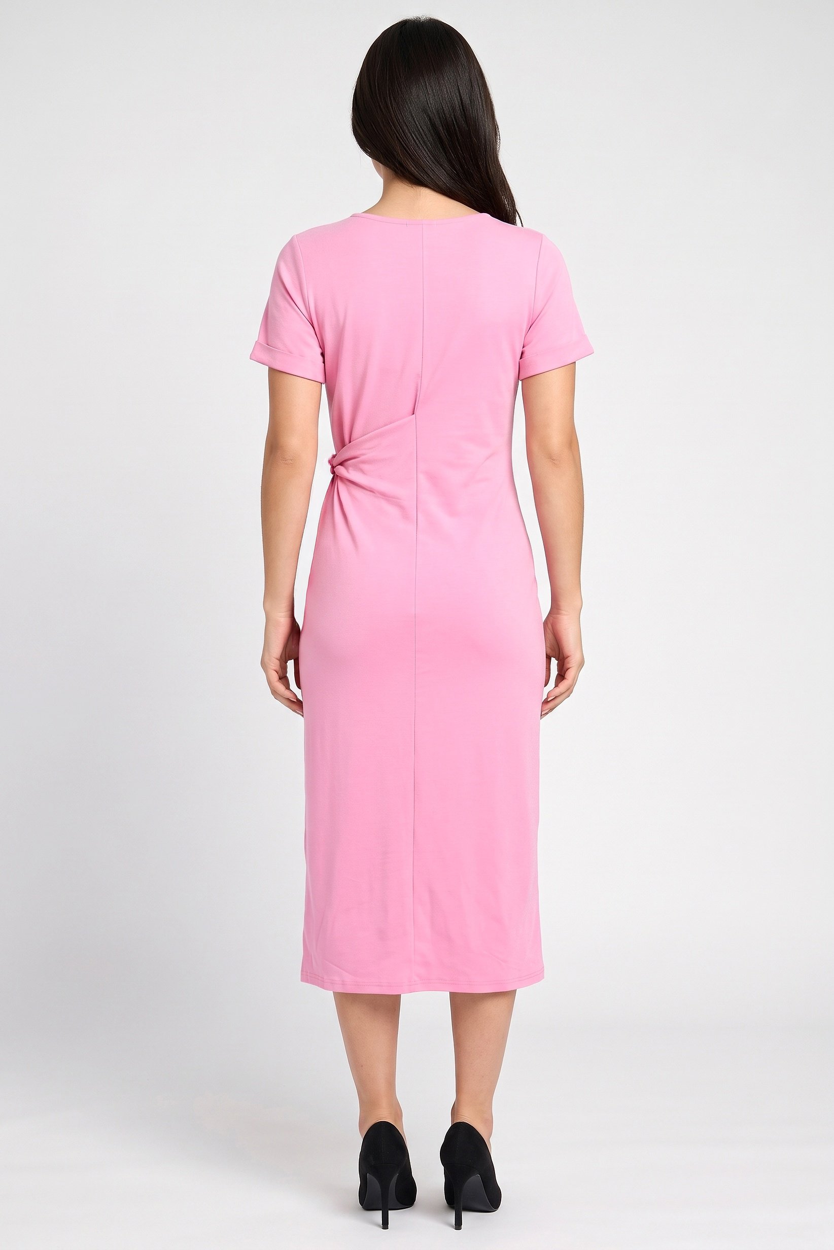 Women Solid Midi Dress, Pink