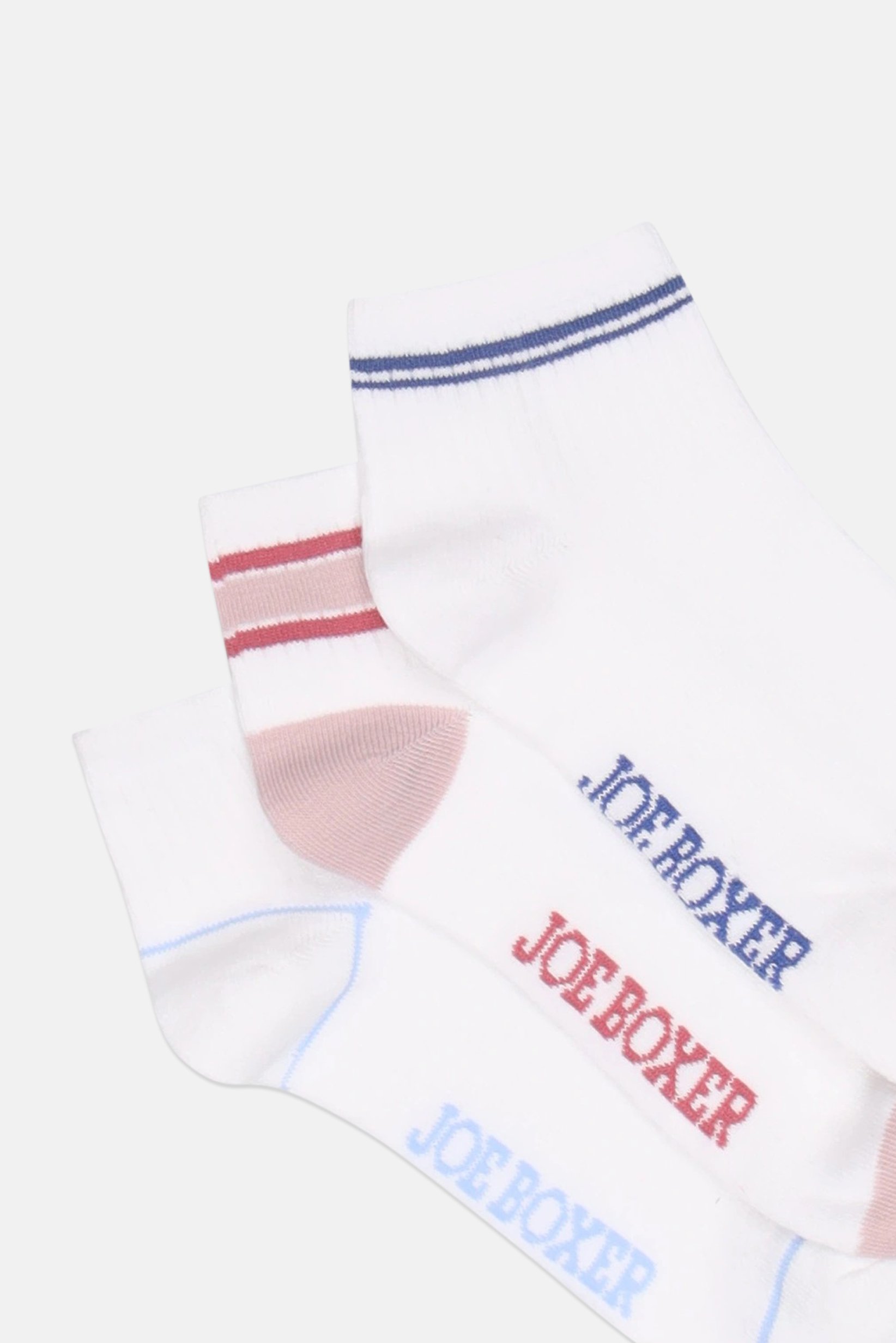 Women 10 Pcs Stripe Quater Socks, White