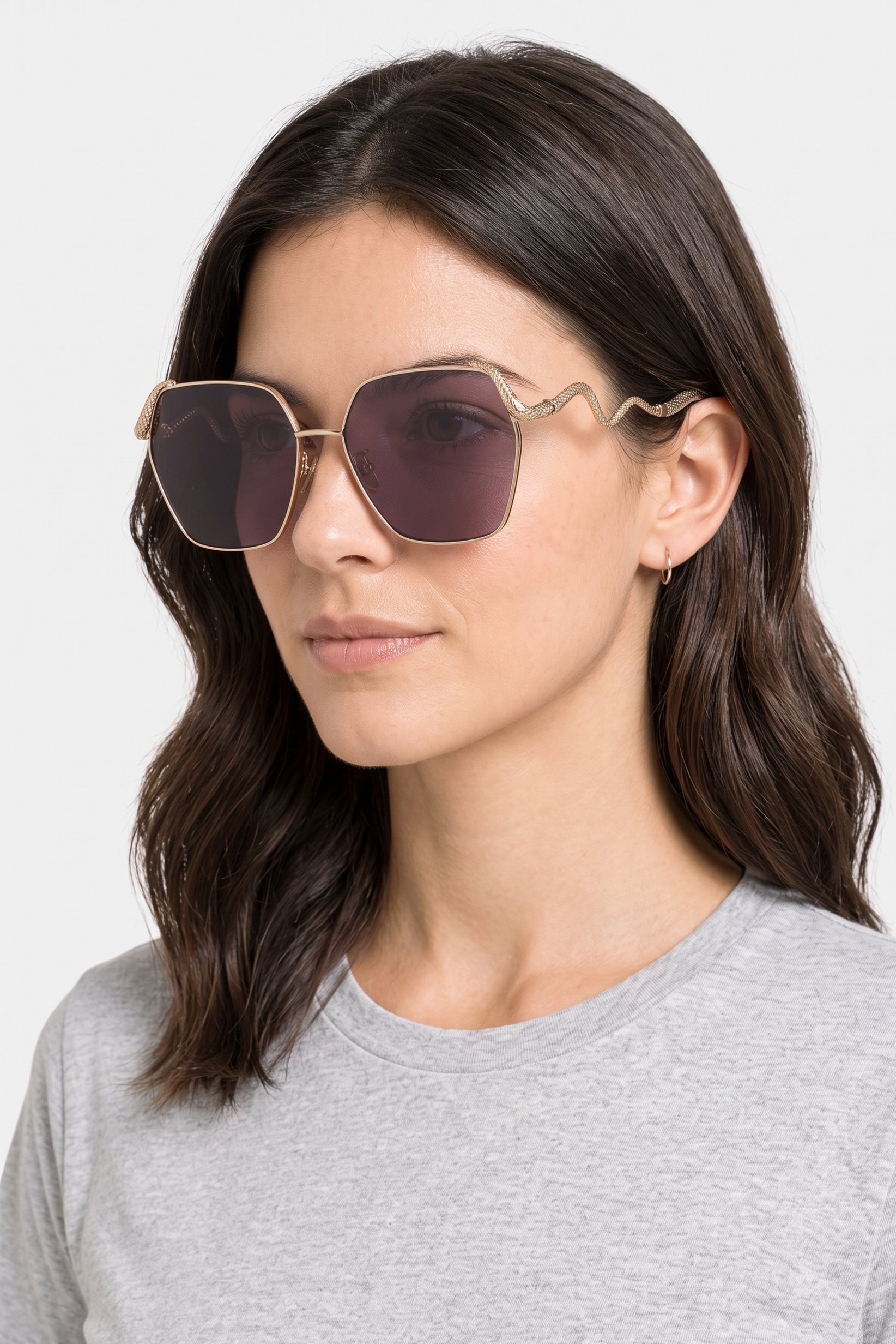 Women SRC035M 590300 Geometric Sunglasses, Gold