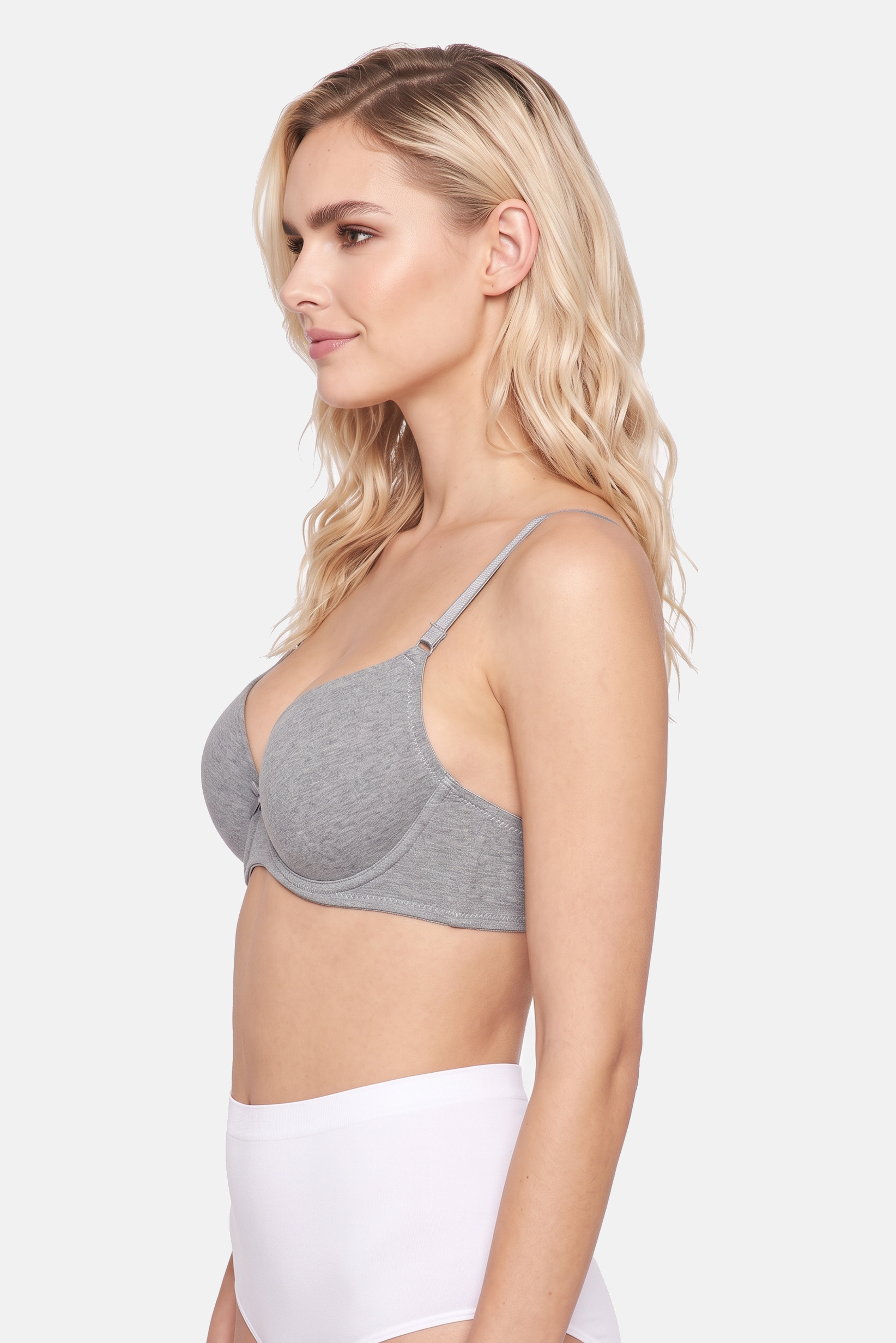 Women 2 Pcs Lightly Padded Heather Underwired Bra, Multicolor