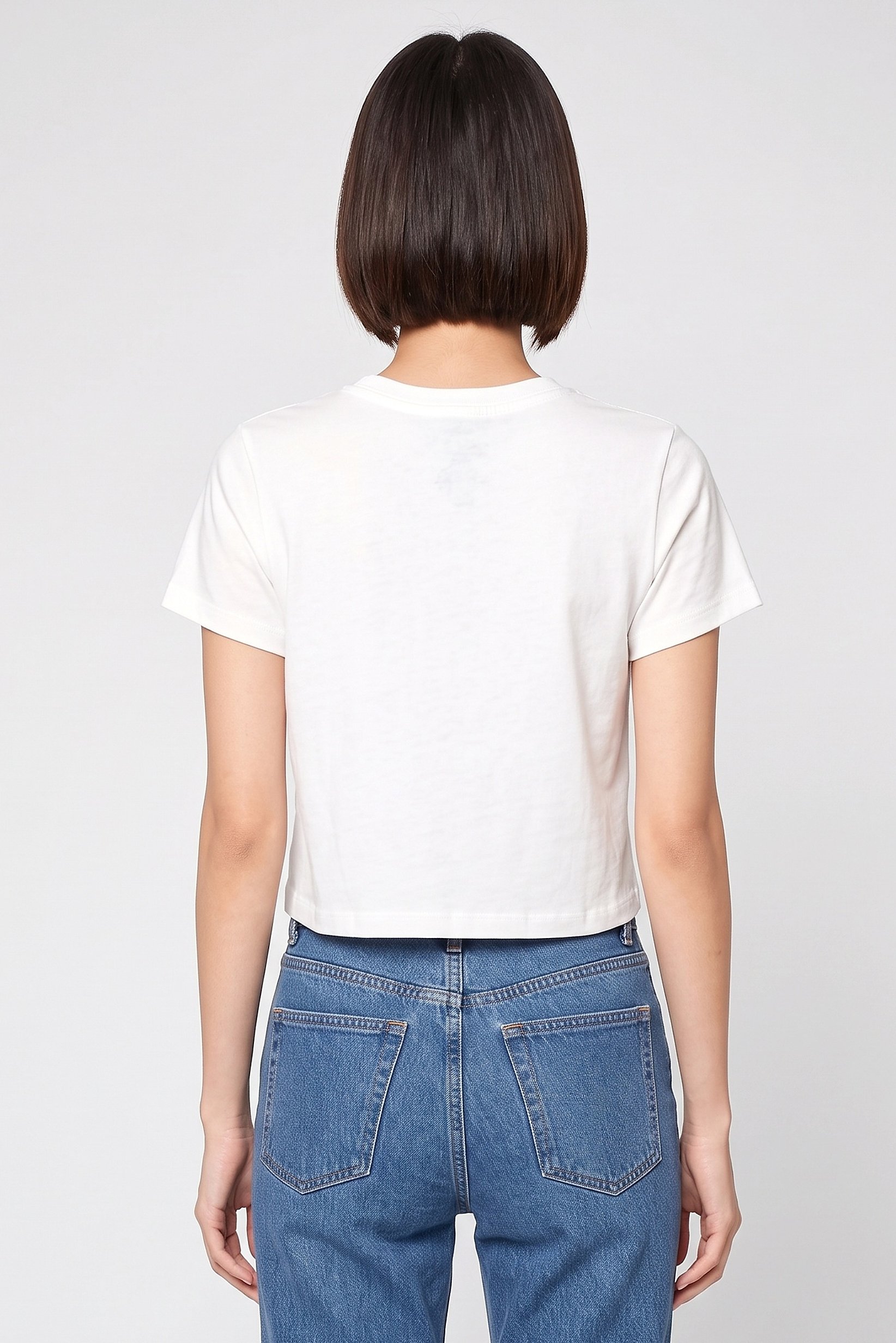 Women Crew Neck Short Sleeve E mbellished T-Shirt, White