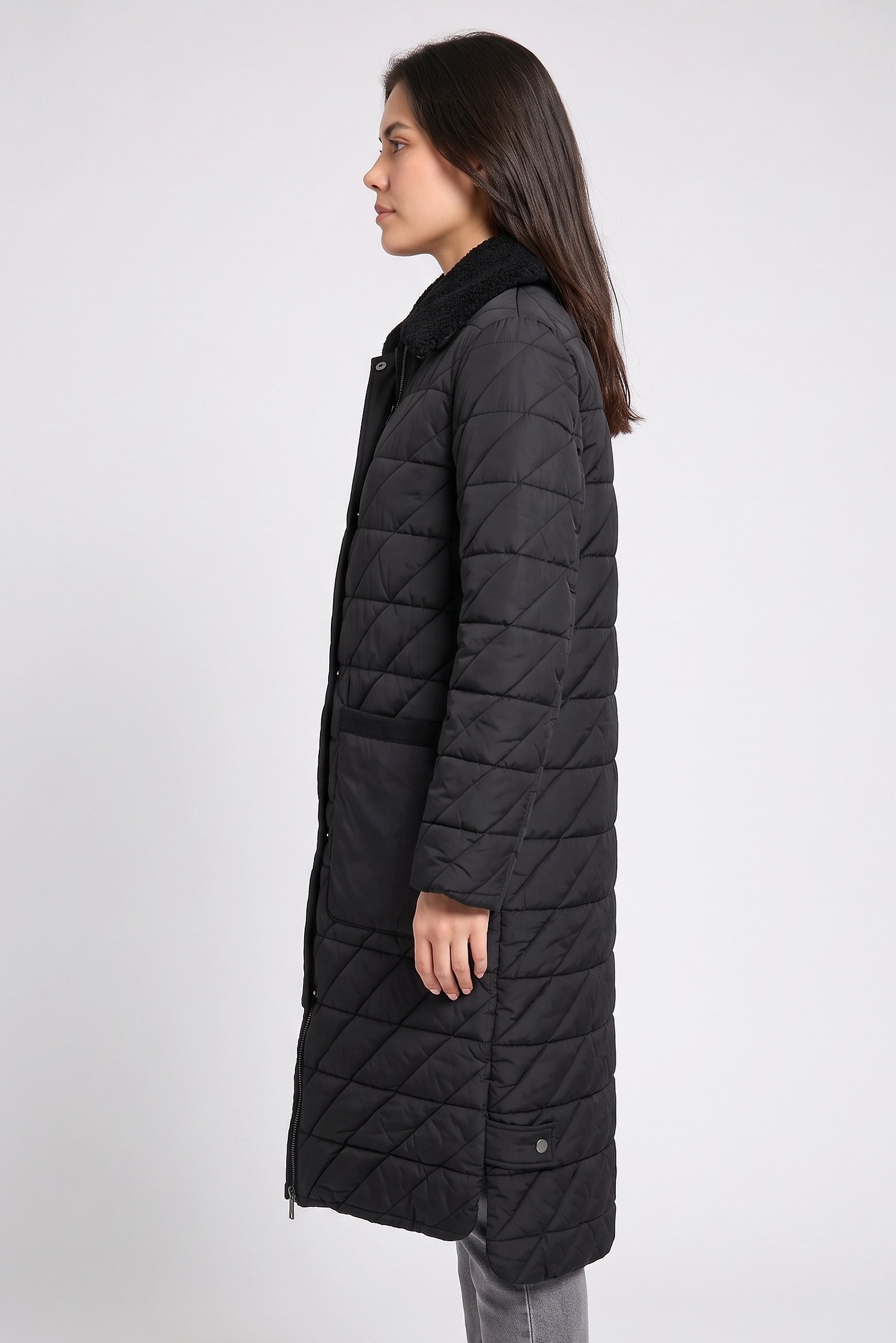 Women Quilted Puffer Jacket, Black
