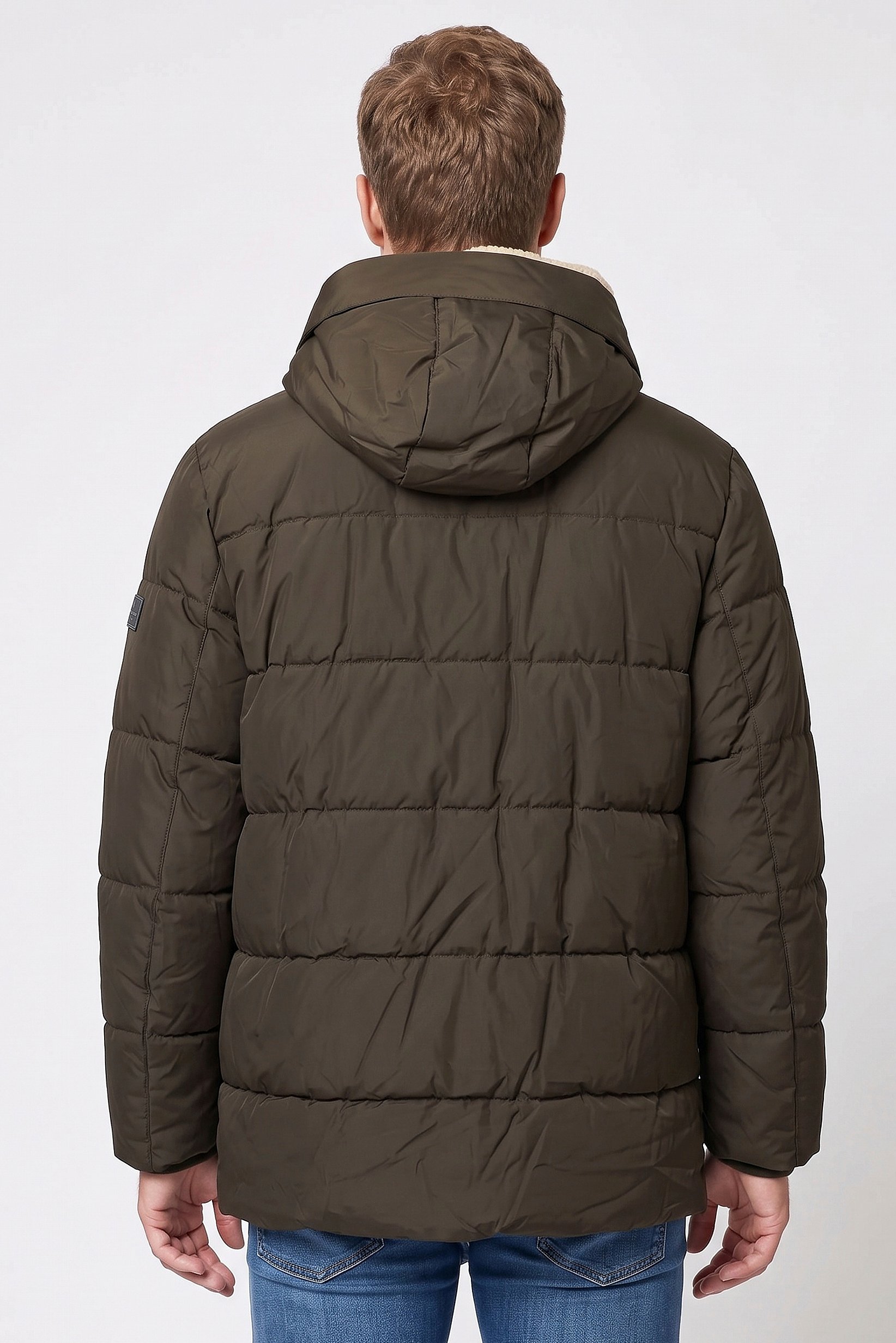 Men Quilted Puffer Jacket, Deep Olive
