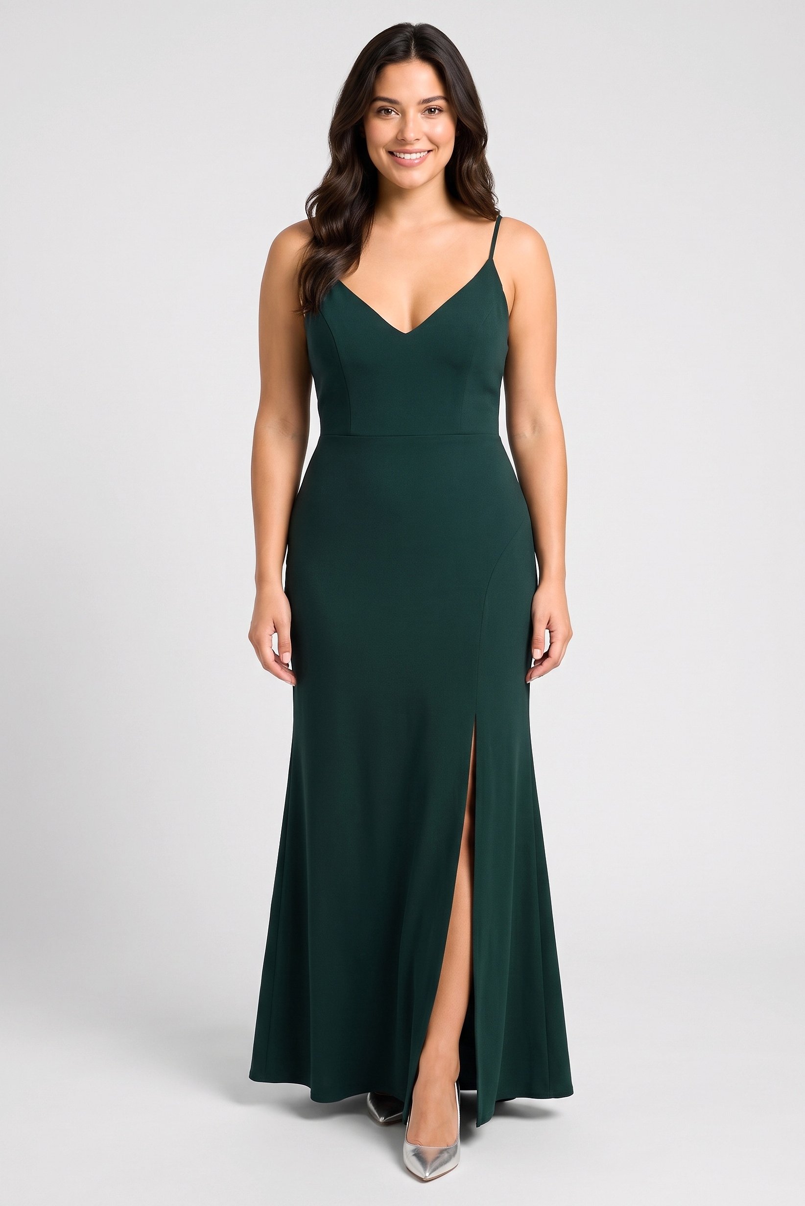 Women Solid Maxi Dress, Dark Green