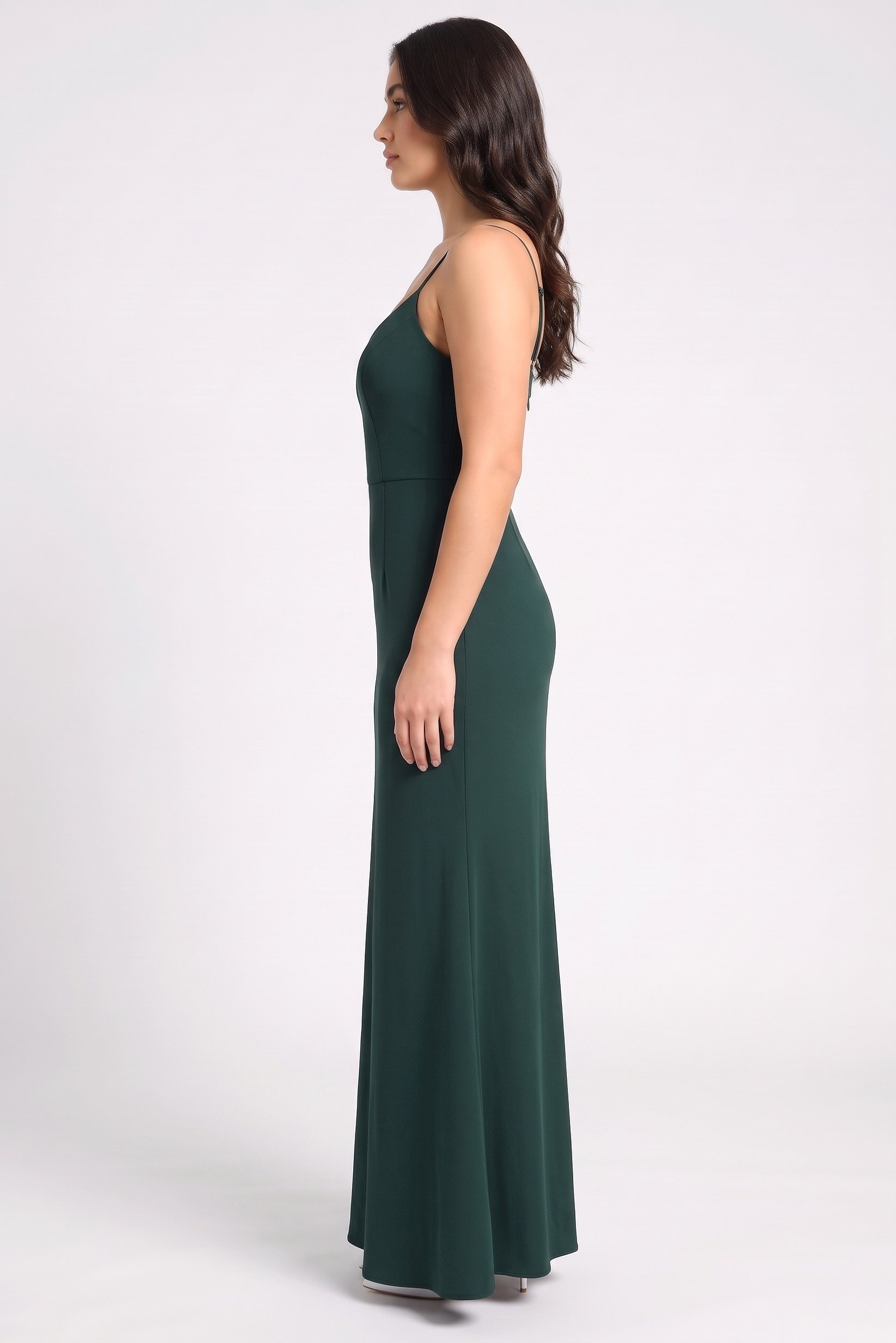 Women Solid Maxi Dress, Dark Green