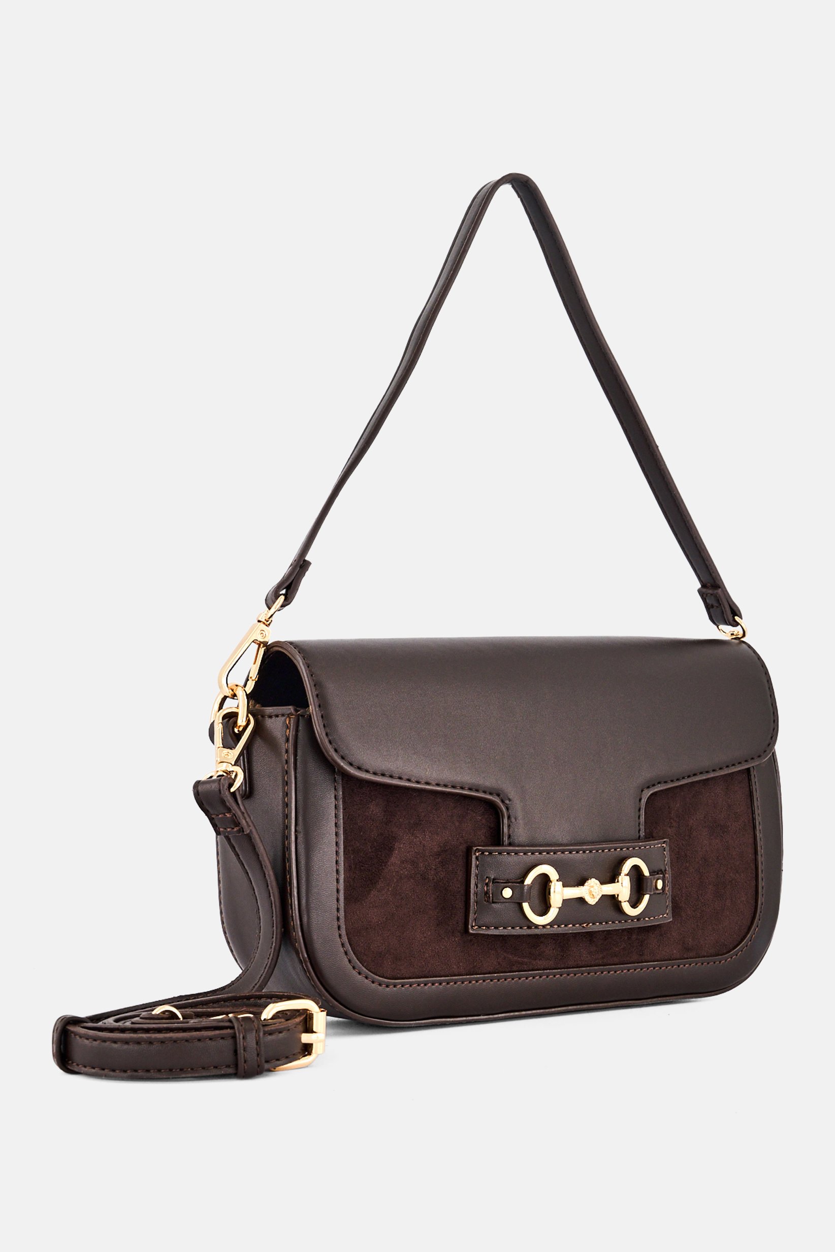 Women Solid Cross Body Bag, Brown