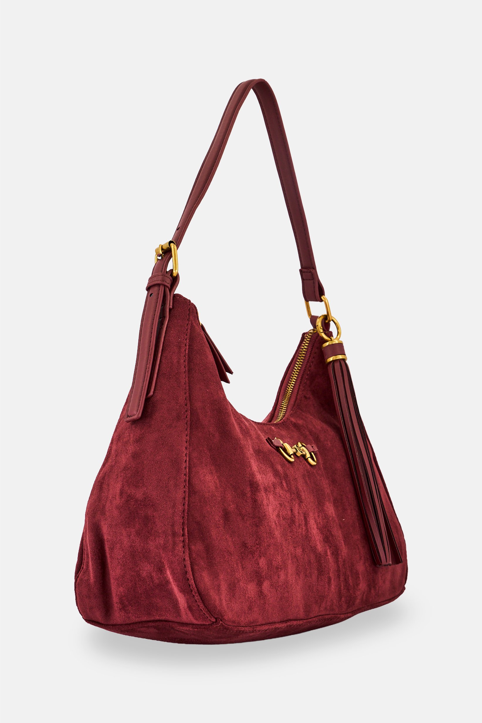 Women Brand Logo Shoulder Bag, Burgandy