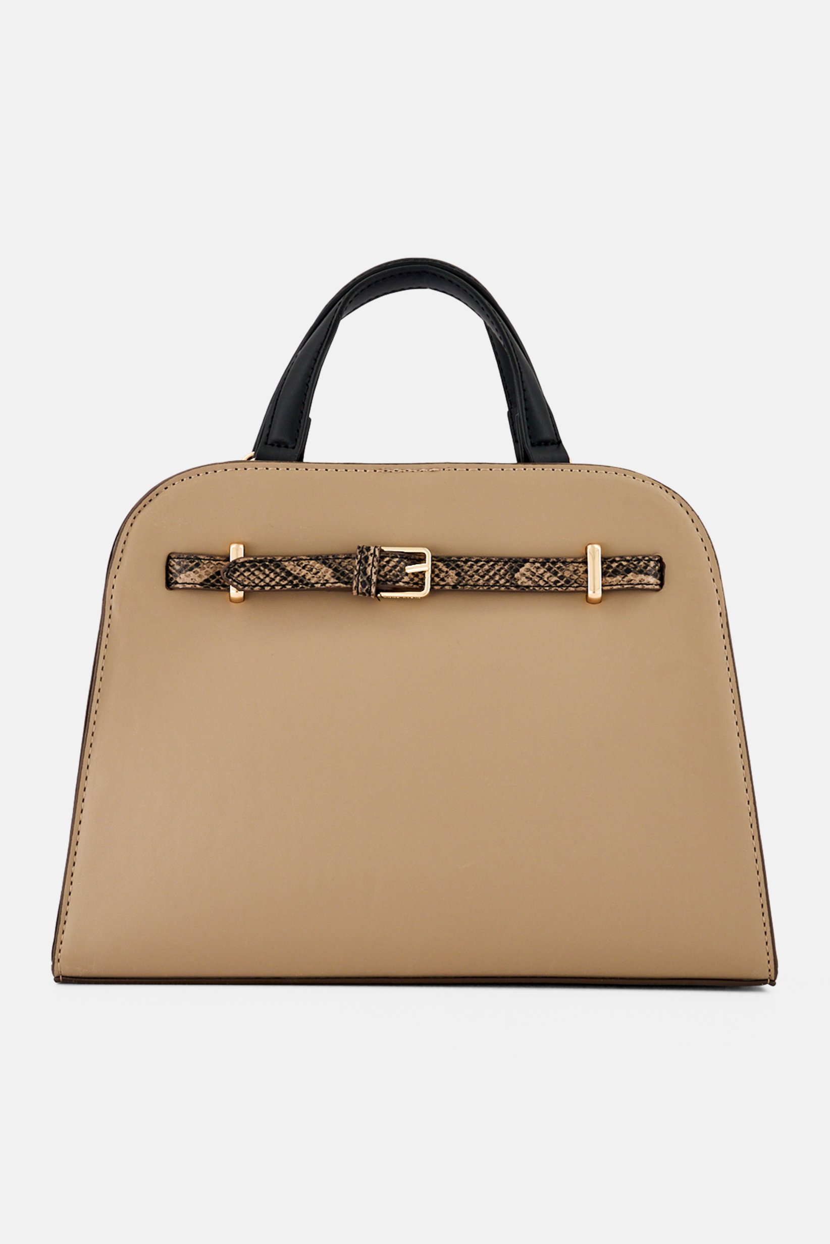 Women Brand Logo Satchel Bag, Taupe
