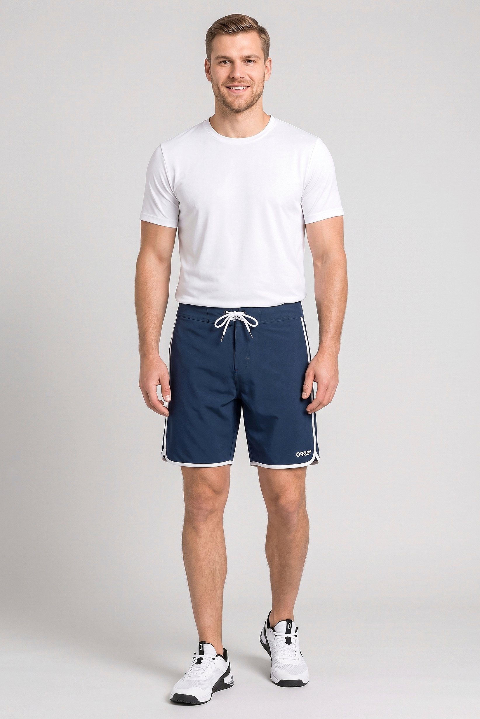 Men Performance Fit Brand Logo 19 Inseam Outdoor Shorts, Navy