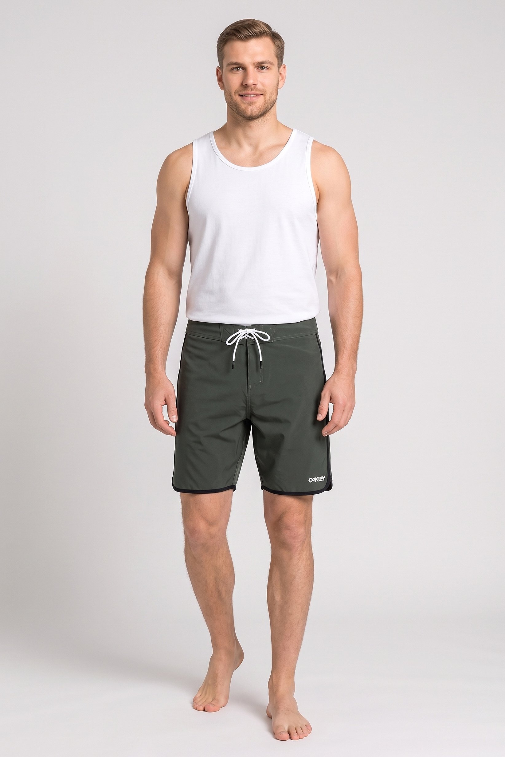 Men Brand Logo  Board Shorts, Dark Green
