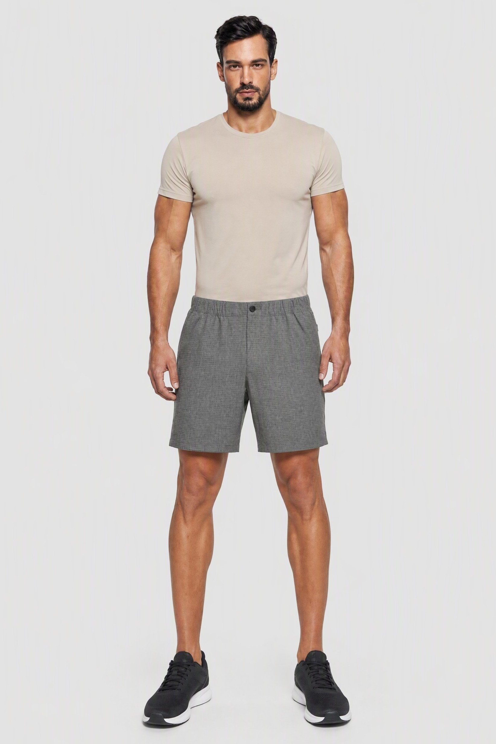 Men regular Fit Micro Stripe Outdoor Shorts, Heather Grey