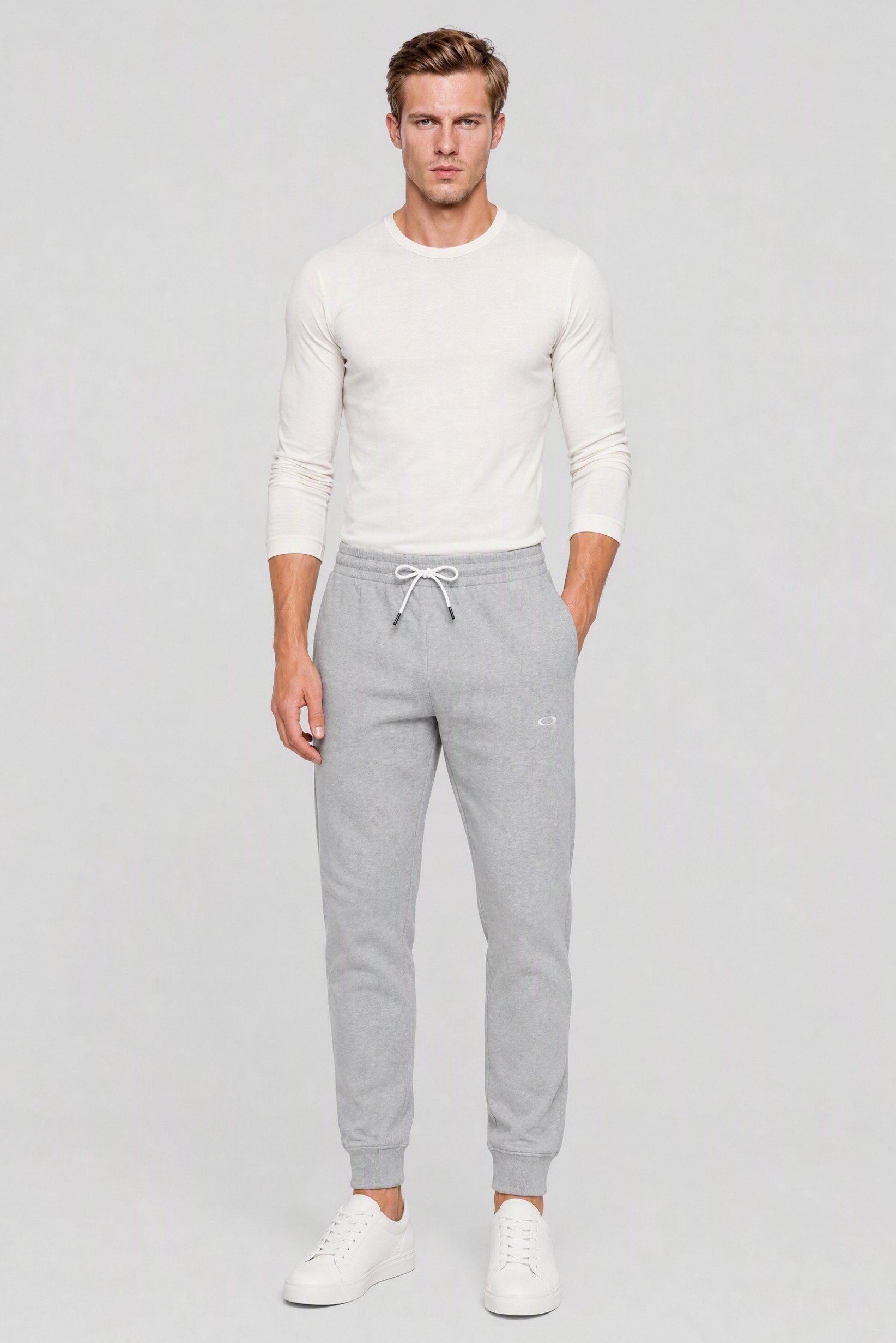 Men Regular Fit Embroidered Logo Sweatpants, Heather Grey