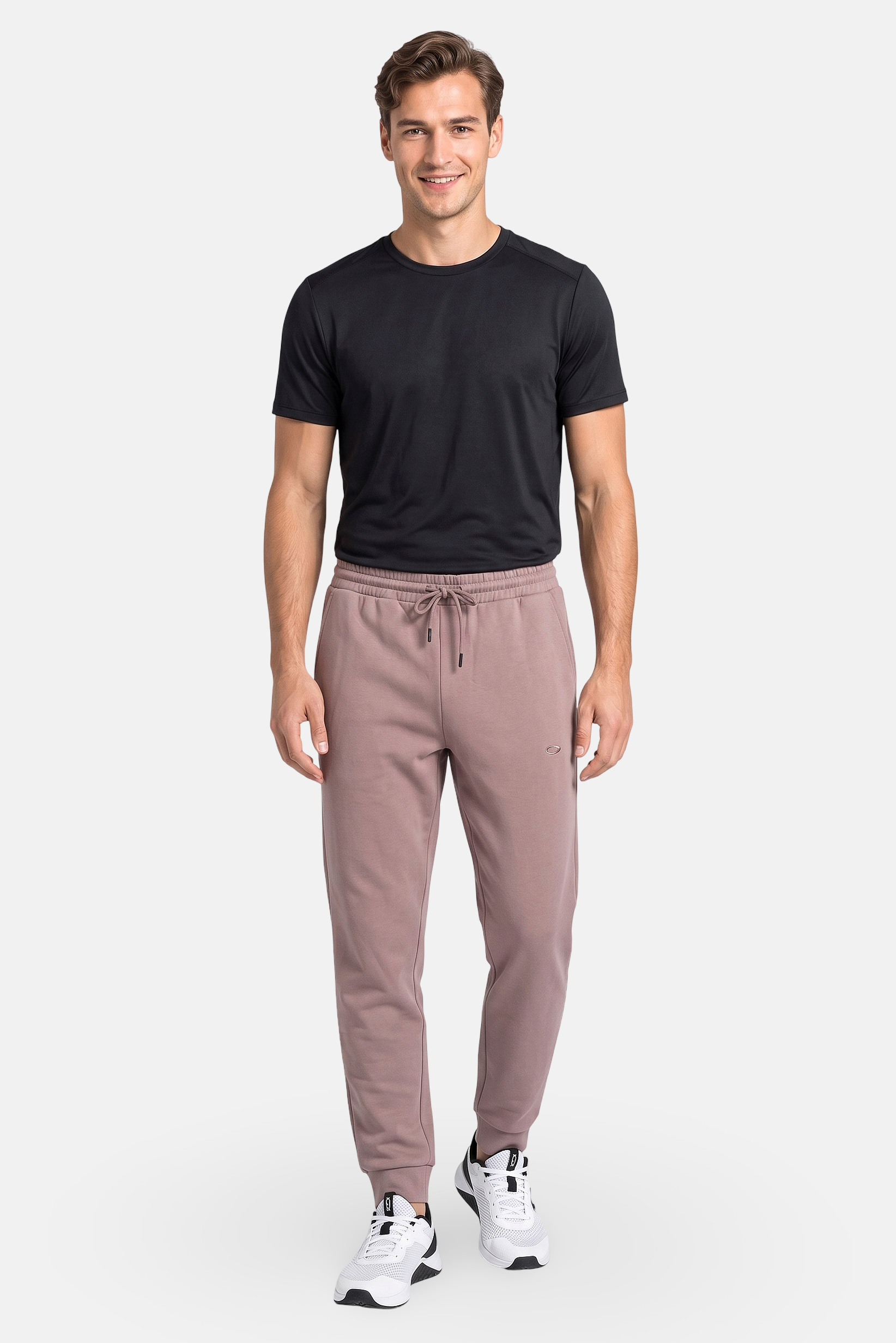 Men Regular Fit Brand Logo Outdoor Sweatpants, Night Pink