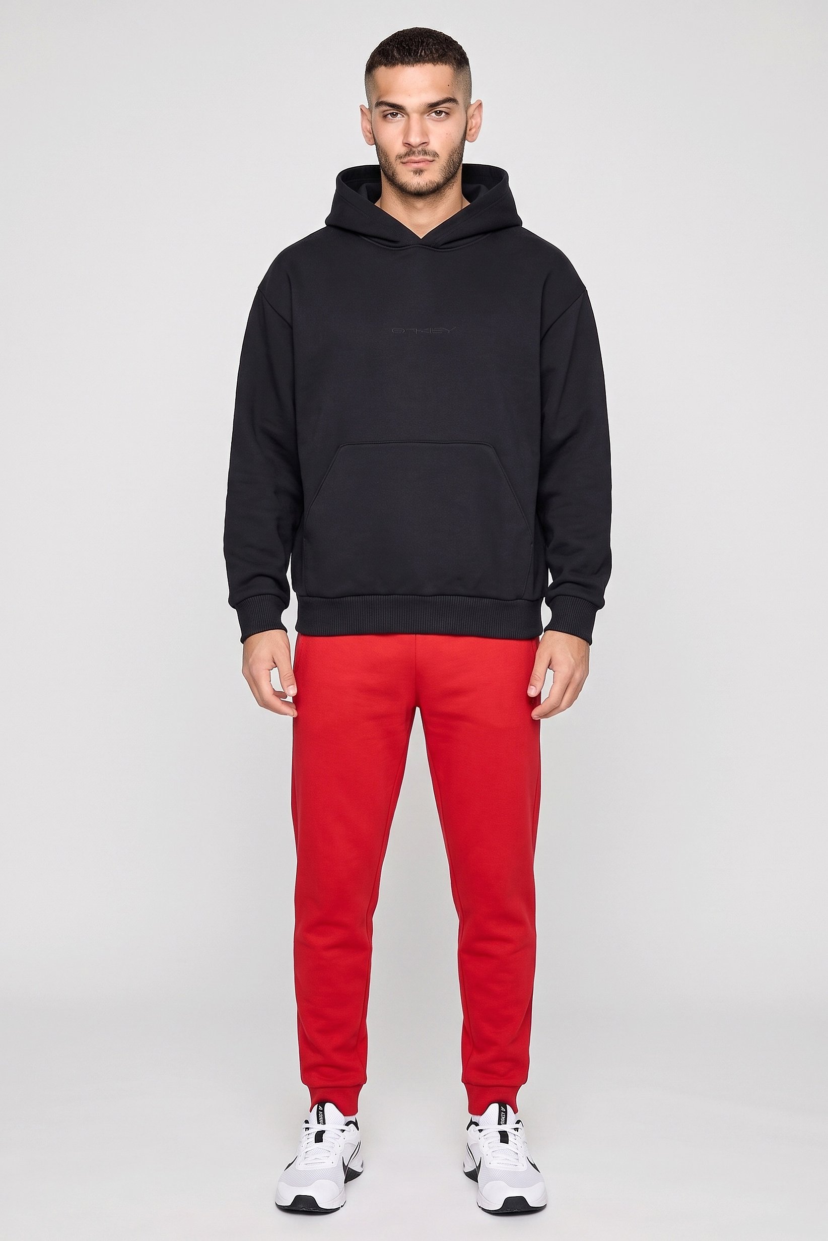 Men Relaxed Fit Long Sleeve Outdoor Hoodie, Black