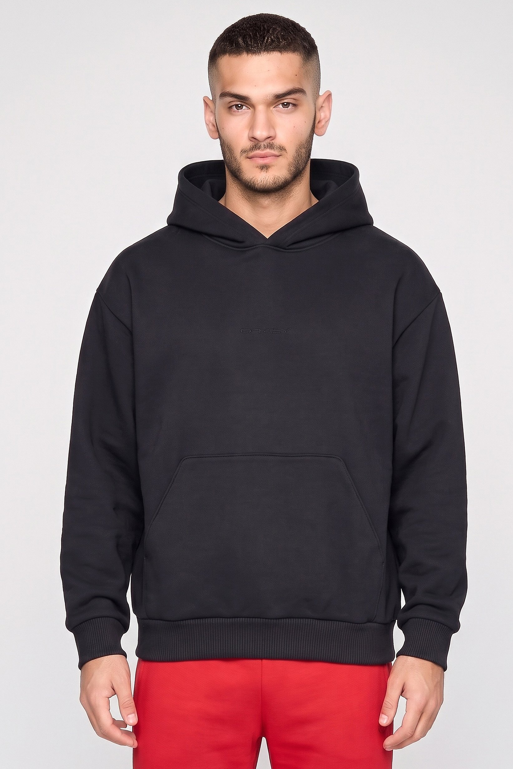 Men Relaxed Fit Long Sleeve Outdoor Hoodie, Black