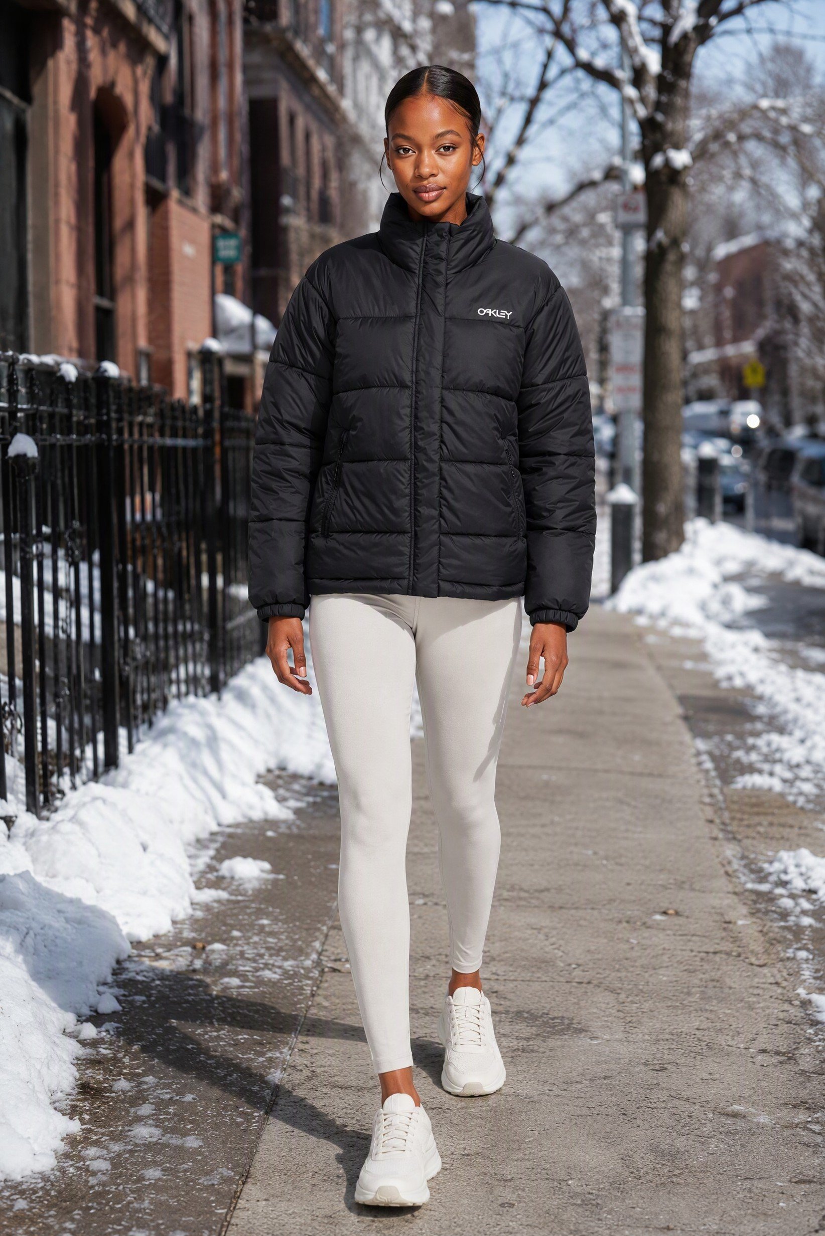 Women Performance Fit Long Sleeve Outdoor Puffer Jacket, Black